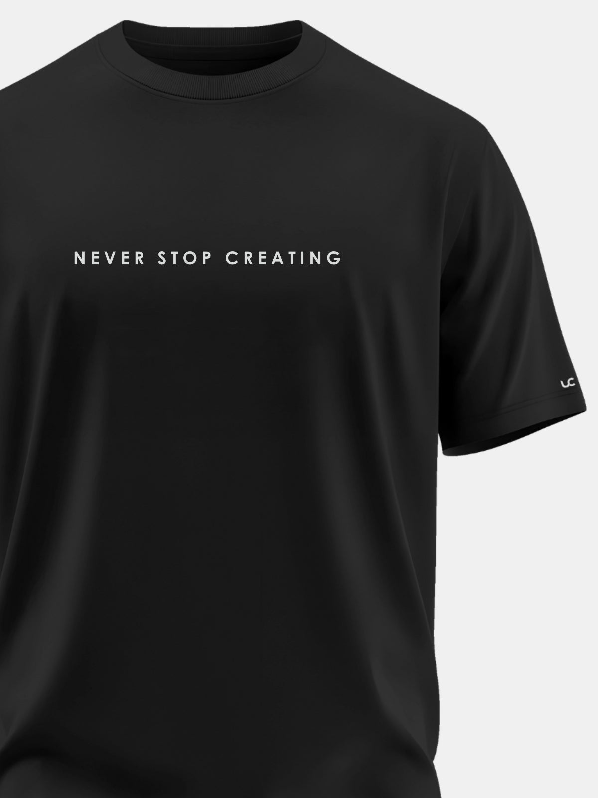 Solid Men's Premium Muscle Fit Cotton Crew T-Shirt Never Stop Creating Brave Black