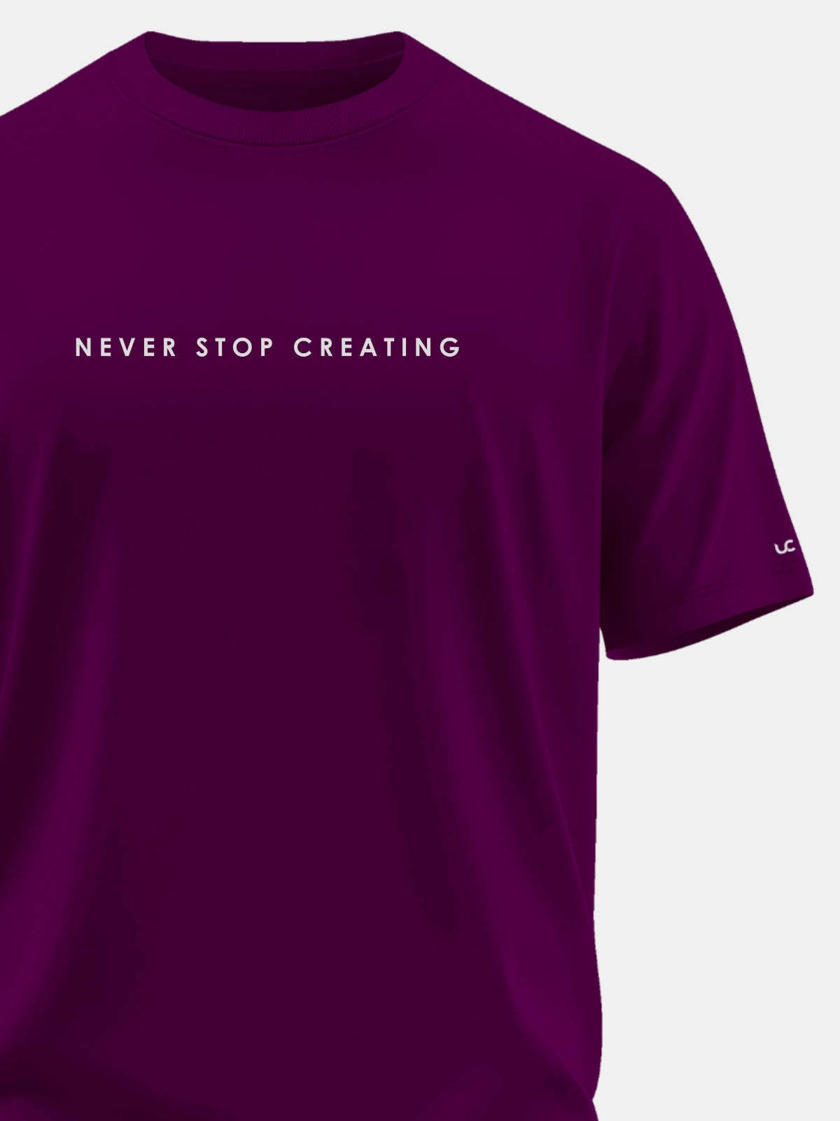 Solid Men's Premium Muscle Fit Cotton Crew T-Shirt Never Stop Creating Workday Wine