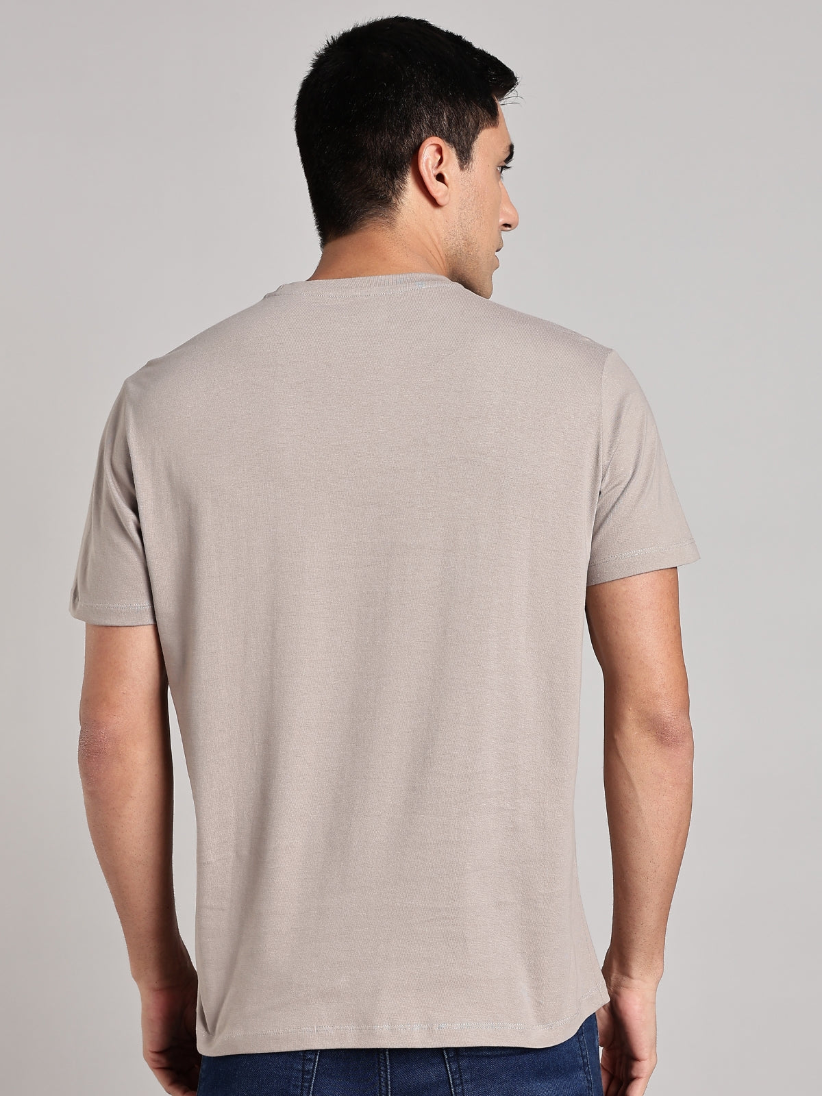 Solid Men's Soft Premium 100% Cotton Crew T-Shirt Rule Smoke Melange