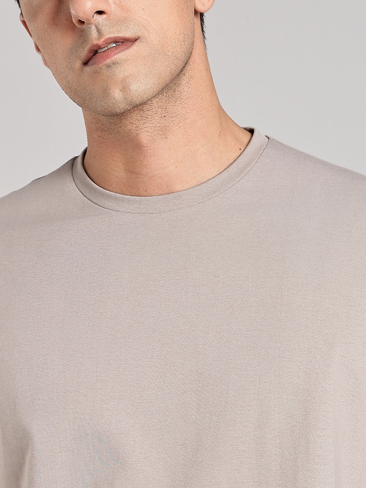 Solid Men's Premium Muscle Fit Cotton Crew T-Shirt Overthinking  Atomic Aluminium