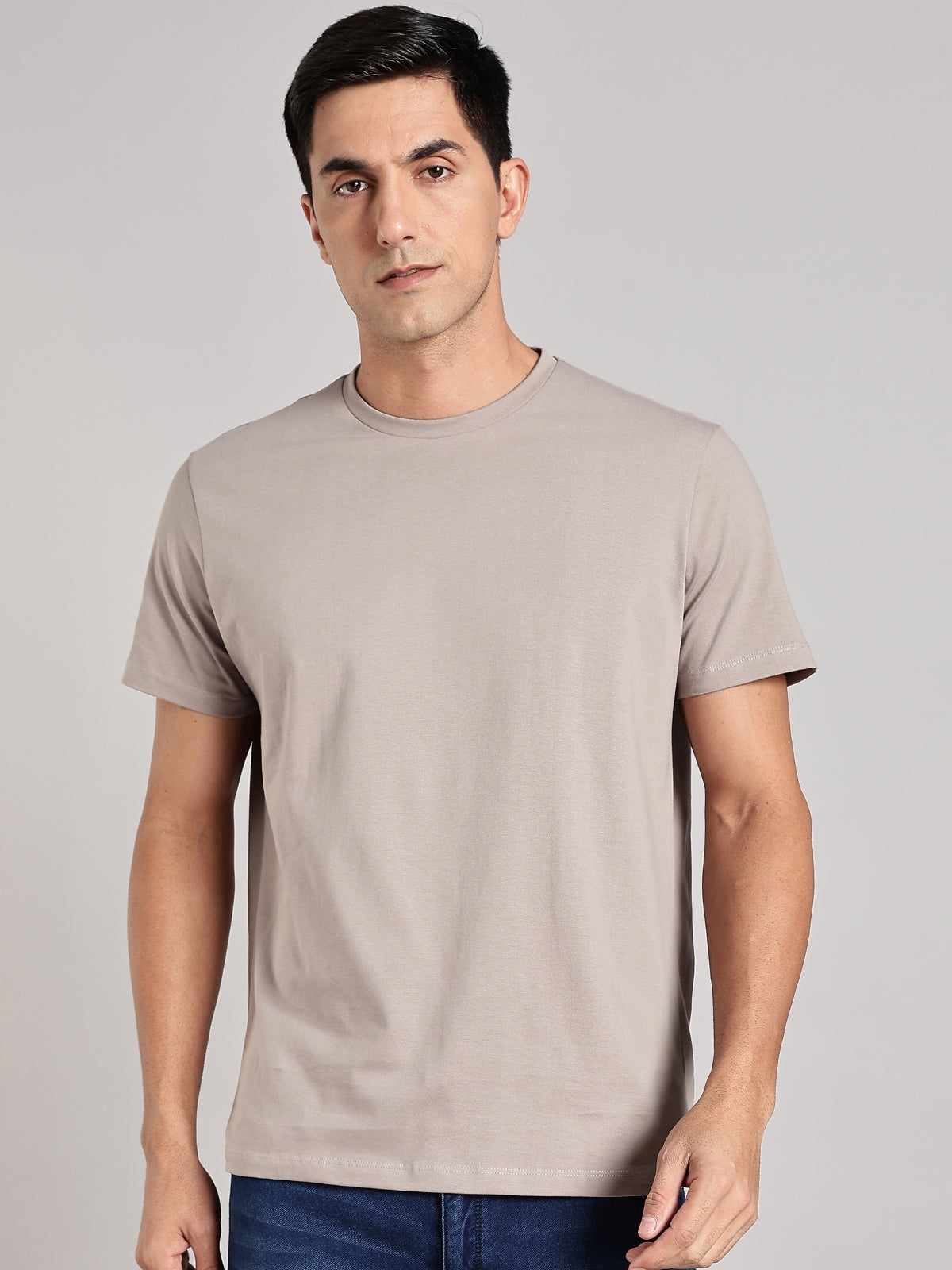 Solid Men's Premium Muscle Fit Cotton Crew T-Shirt Rare  Atomic Aluminium