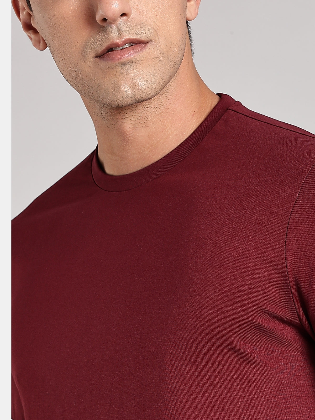 Solid Men's Soft Premium 100% Cotton Crew T-Shirt Mission Maroon