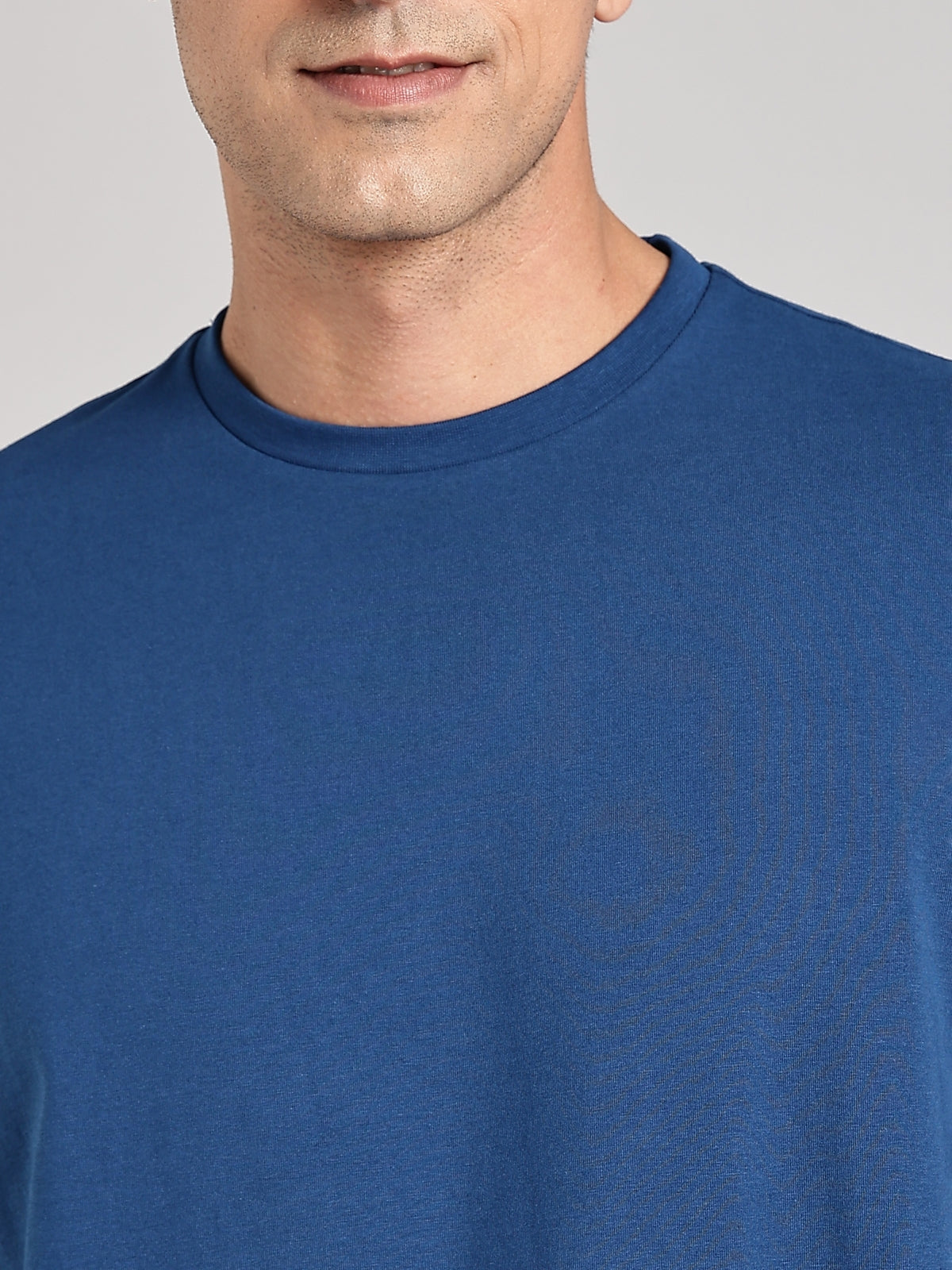 Solid Men's Premium Muscle Fit Cotton Crew T-shirt Lines Limited Edition Airforce Blue