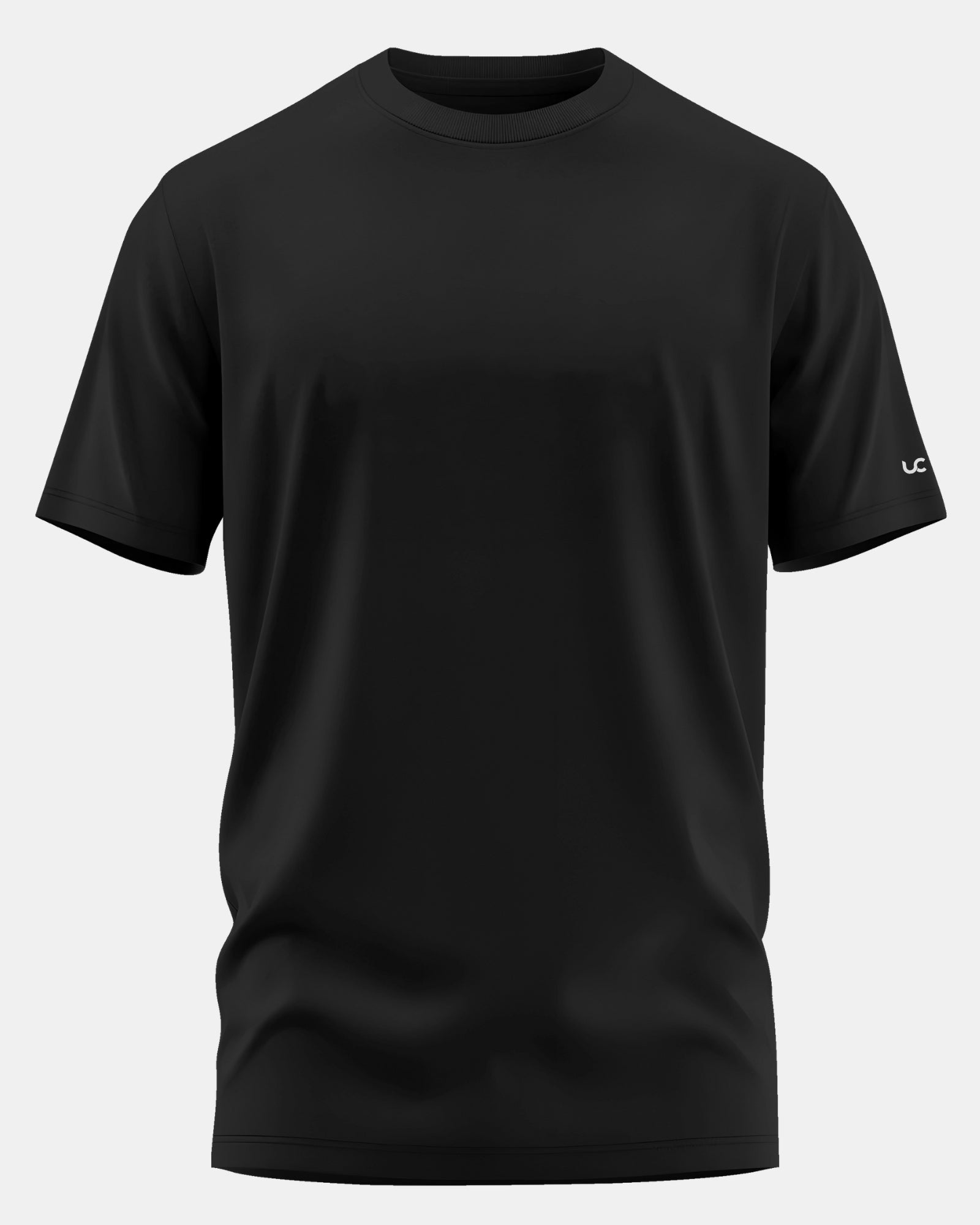 Solid Men's Soft Premium 100% Cotton Crew T-Shirt White Print on Brave Black
