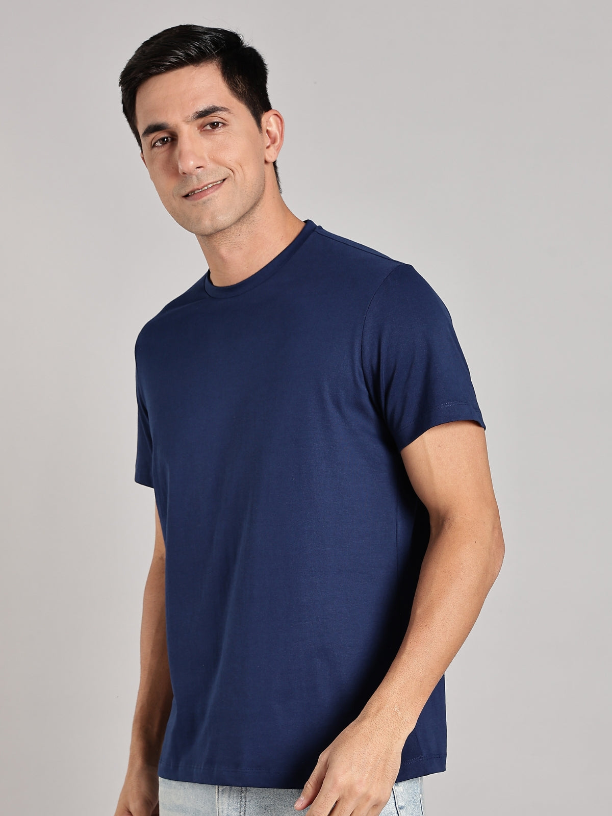 Solid Men's Soft Premium 100% Cotton Crew T-Shirt Eagle Wing Novel Navy