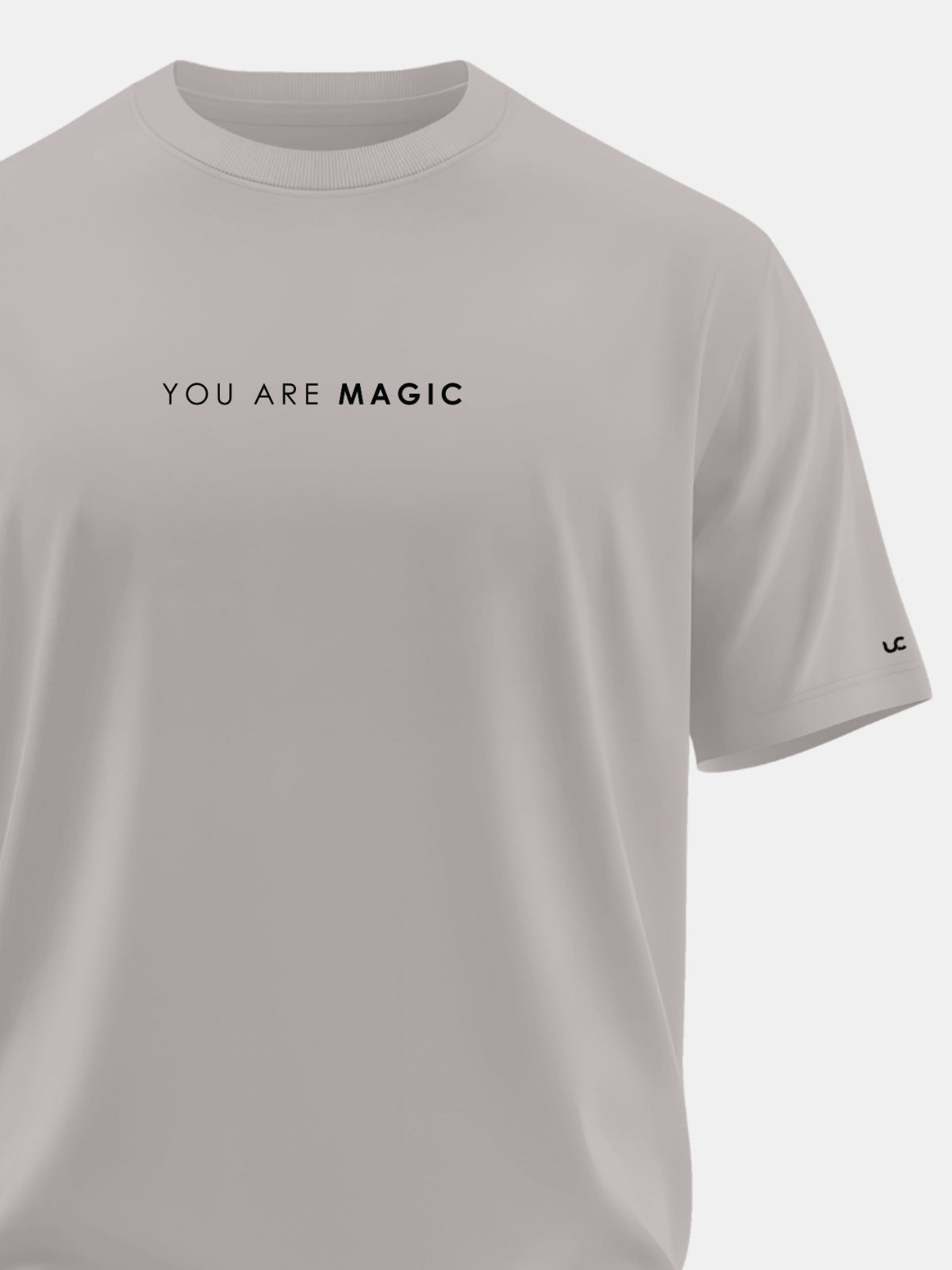 Solid Men's Soft Premium 100% Cotton Crew T-Shirt You are Magic Greasy Grey