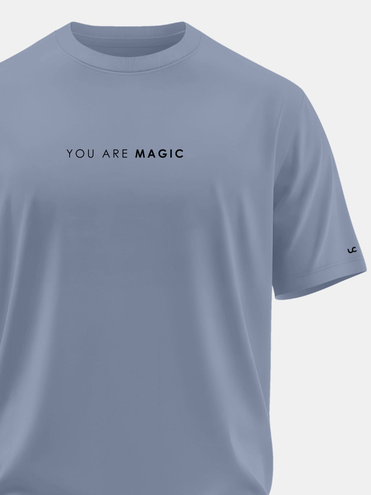 Solid Men's Soft Premium 100% Cotton Crew T-Shirt You are Magic Deadline Blue