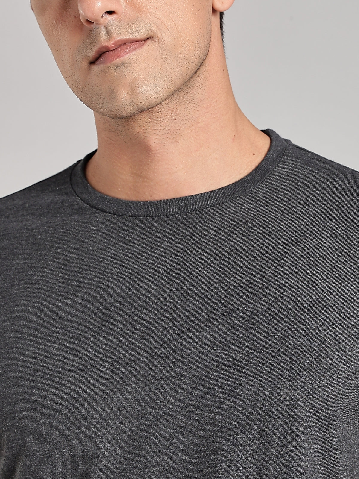 Solid Men's Soft Premium 100% Cotton Crew T-Shirt Greasy Grey