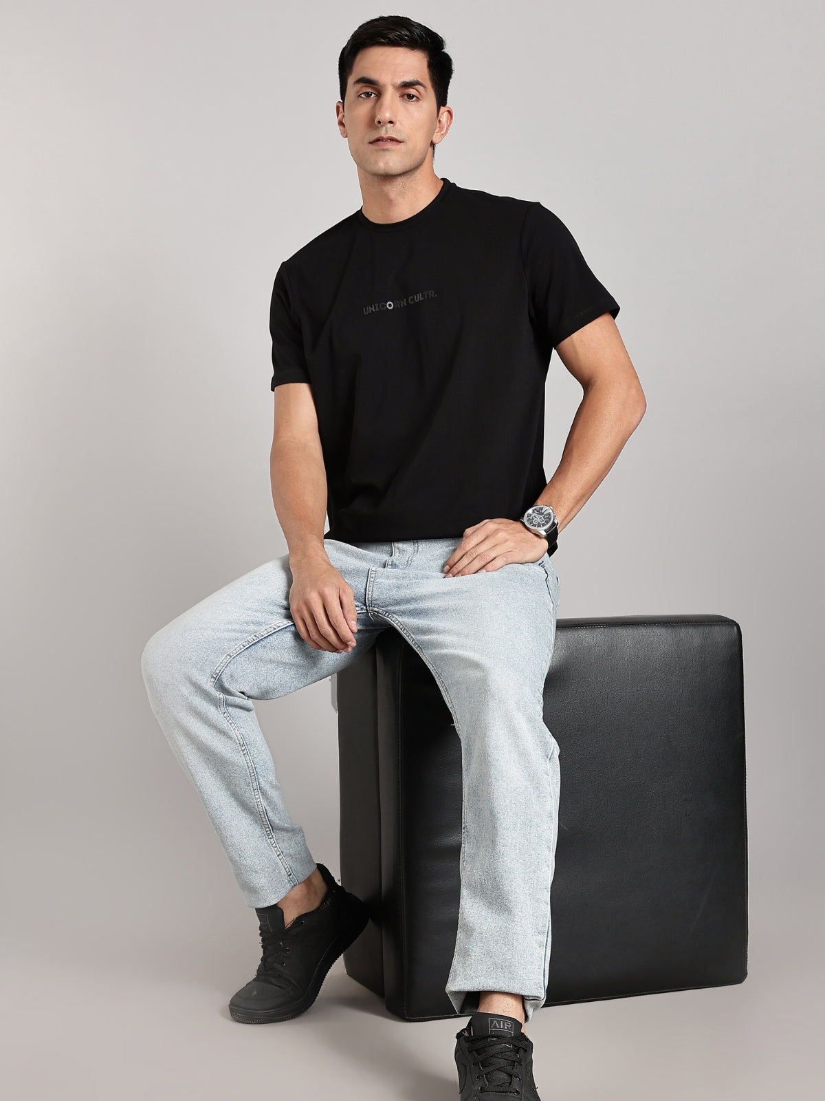 Black UC Signature Men's Soft Premium 100% Cotton Crew T-Shirt Brave Black