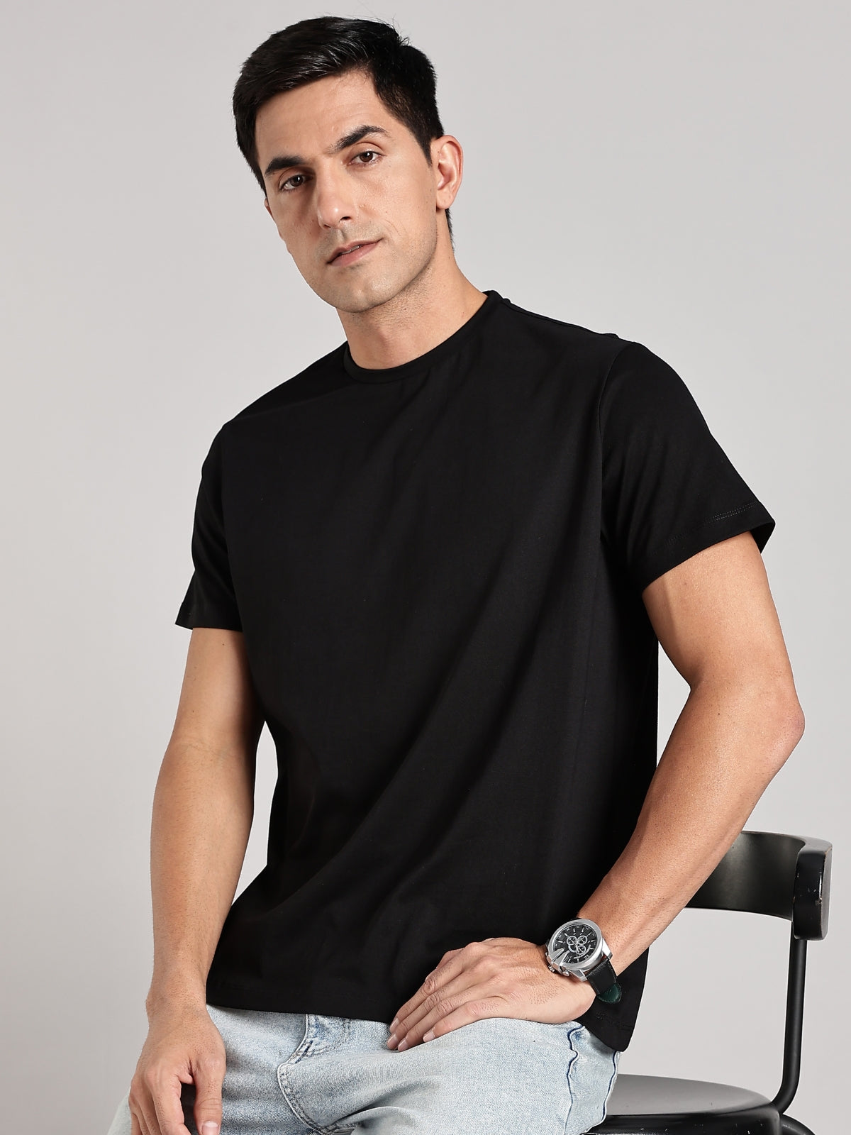 Black UC Signature Men's Soft Premium 100% Cotton Crew T-Shirt Brave Black