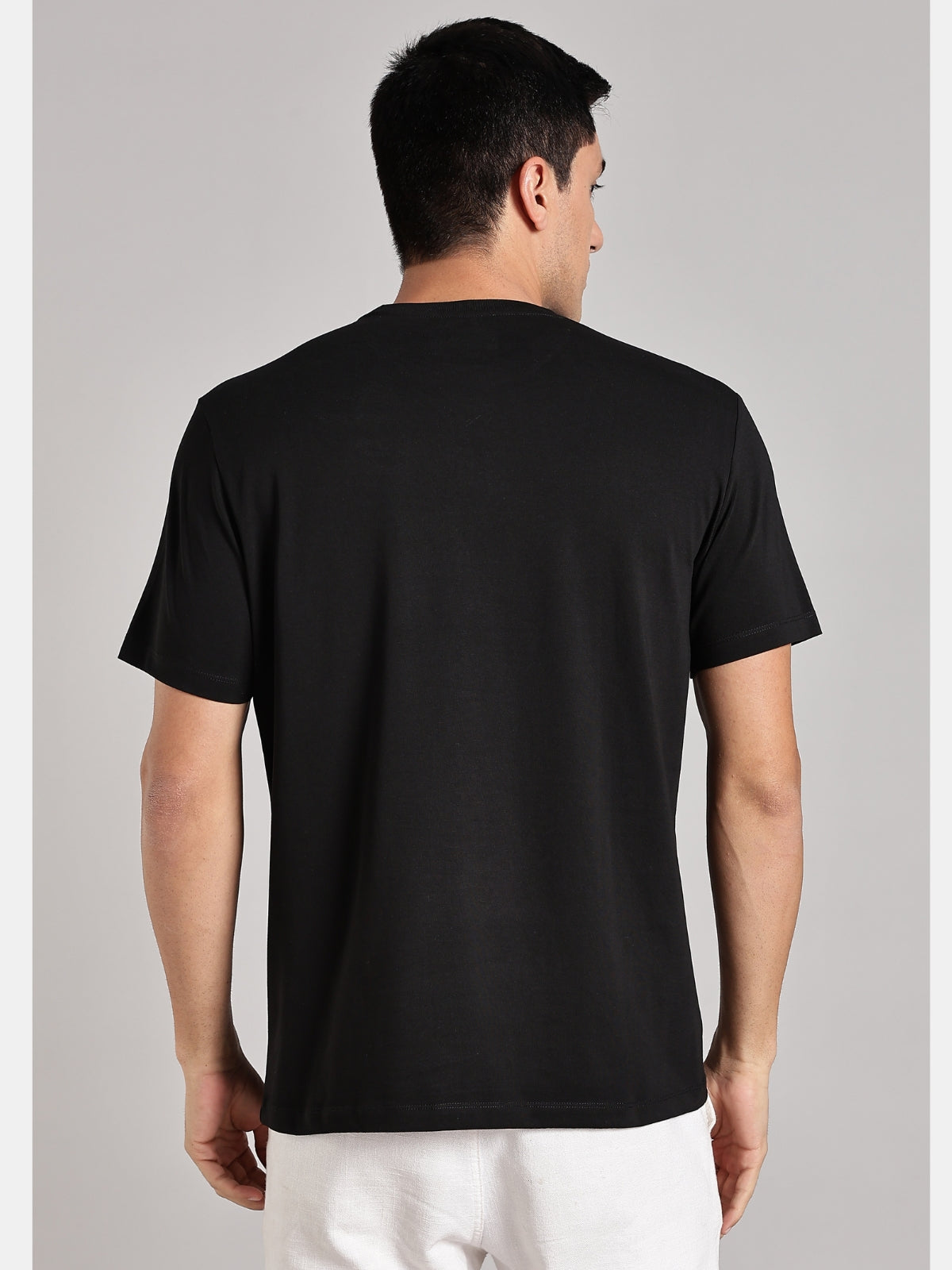 Solid Men's Premium Muscle Fit Cotton Crew T-shirt Love What You Do Brave Black