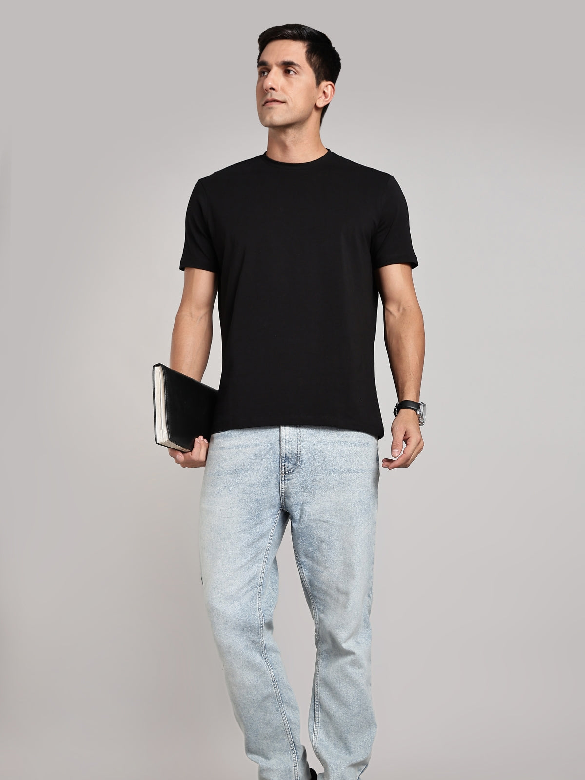 Solid Men's Premium Muscle Fit Cotton Crew T-shirt Unapologetic In My Evolution Brave Black