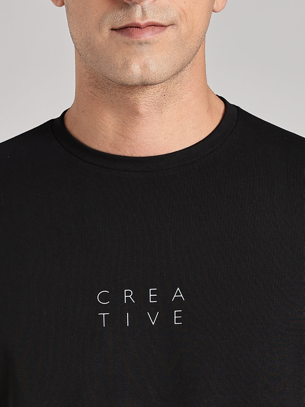 Solid Men's Premium Muscle Fit Cotton Crew T-shirt Creative Brave Black
