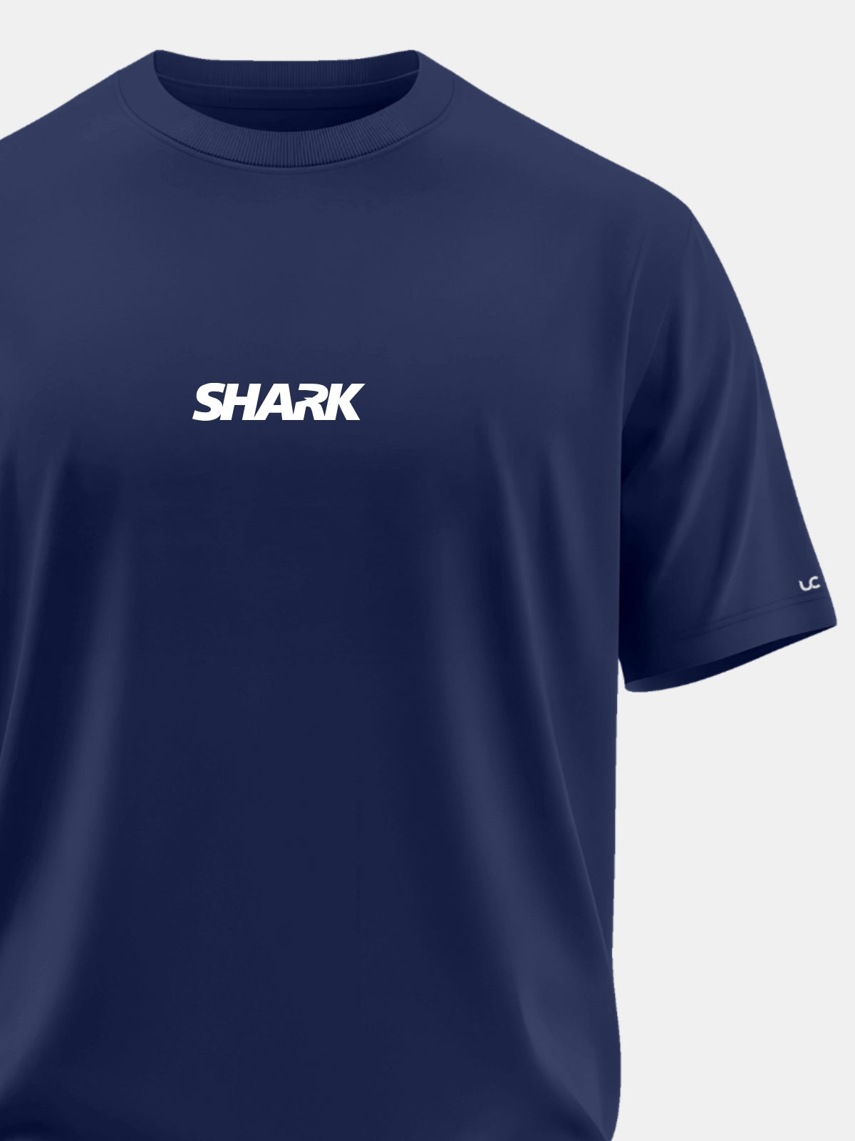Solid Men's Soft Premium 100% Cotton Crew T-Shirt Huge Shark Novel Navy
