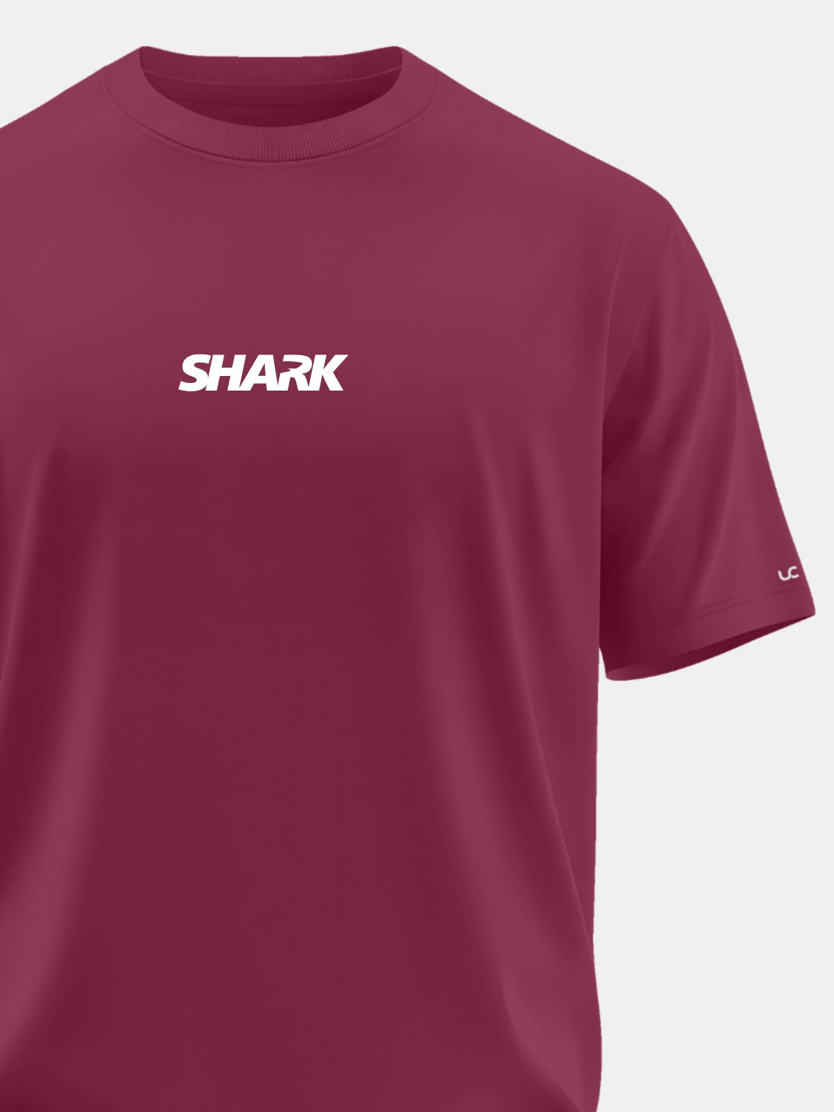 Solid Men's Soft Premium 100% Cotton Crew T-Shirt Huge Shark Mission Maroon