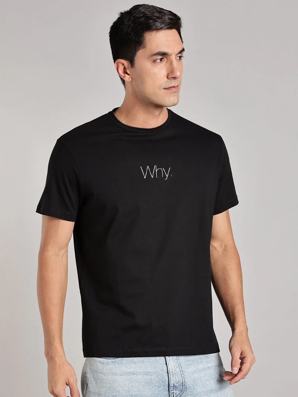 Solid Men's Premium Muscle Fit Cotton Crew T-shirt Why Brave Black