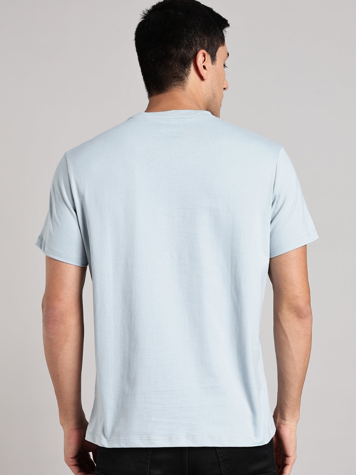 Solid Men's Premium Muscle Fit Cotton Crew T-shirt Limited Edition Bubble Blue