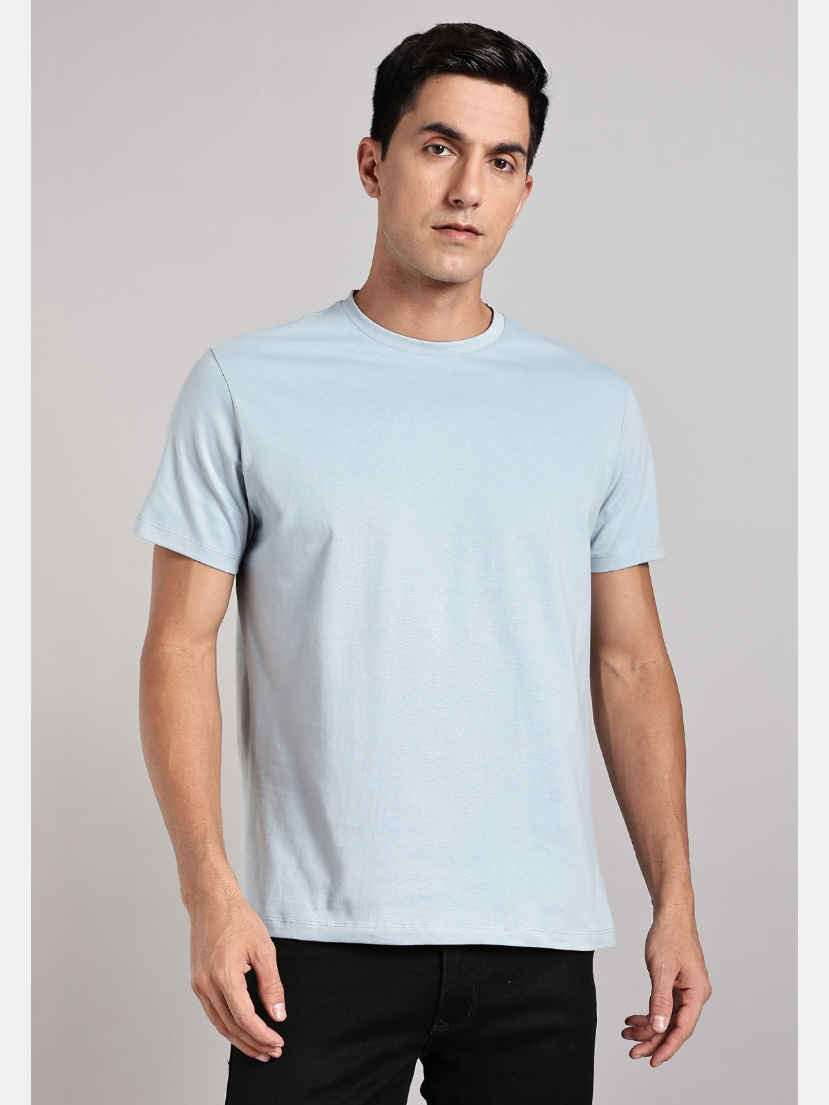 Solid Men's Premium Muscle Fit Cotton Crew T-shirt Protect your peace Bubble Blue