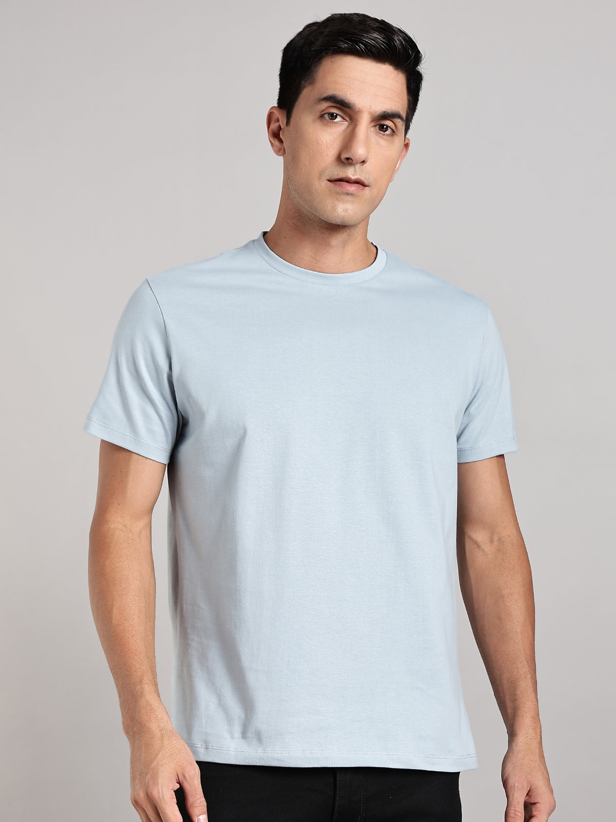 Solid Men's Premium Muscle Fit Cotton Crew T-Shirt Outwork Them Bubble Blue