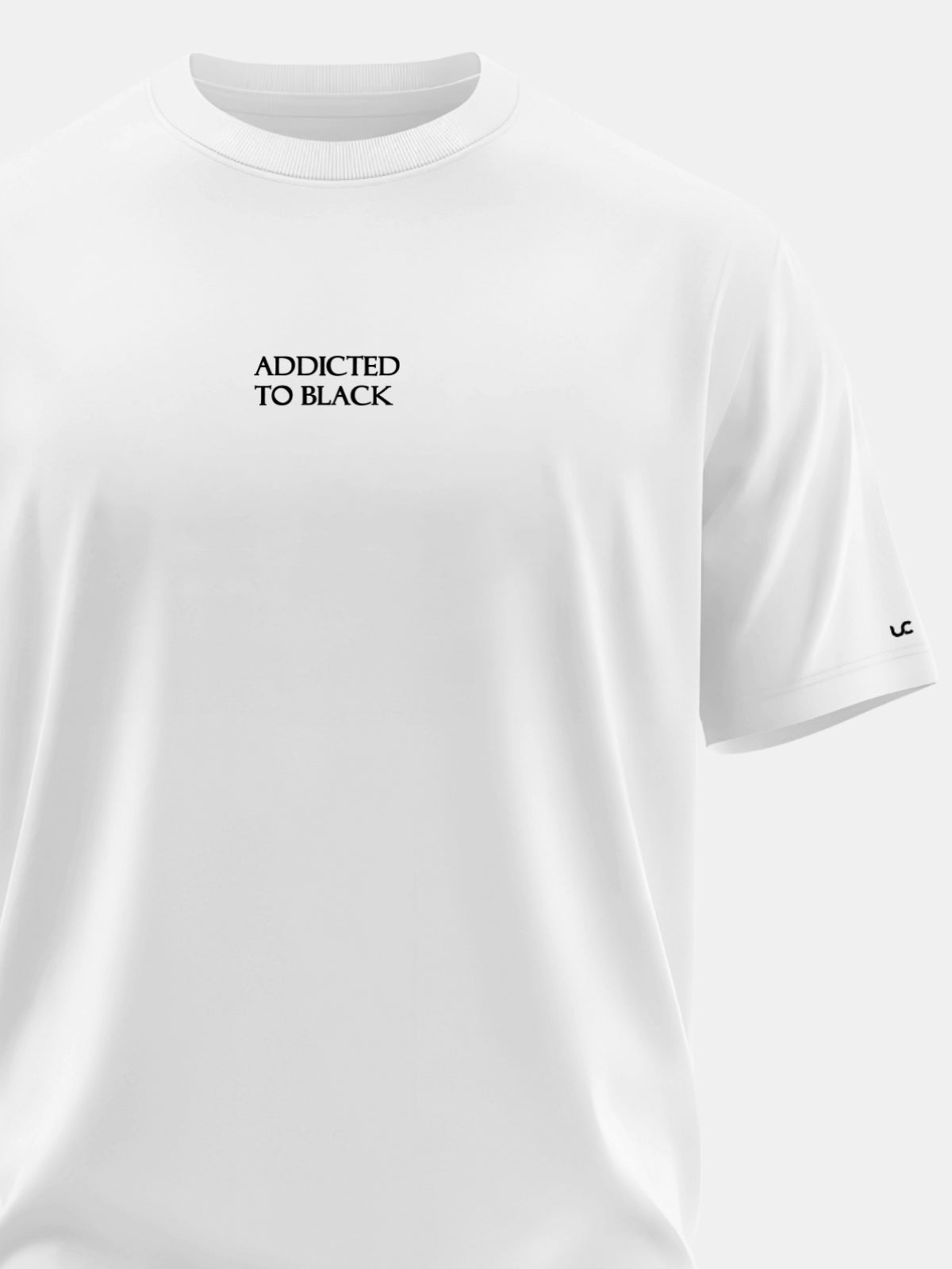 Solid Men's Soft Premium 100% Cotton Crew T-Shirt Addicted To Black Whiteboard White
