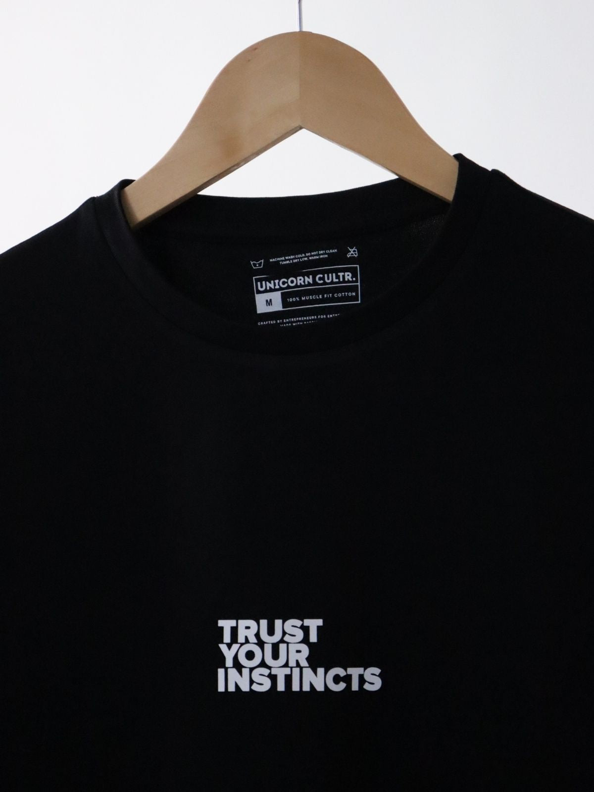 Solid Men's Premium Muscle Fit Cotton Crew T-shirt Trust Your Instincts Brave Black