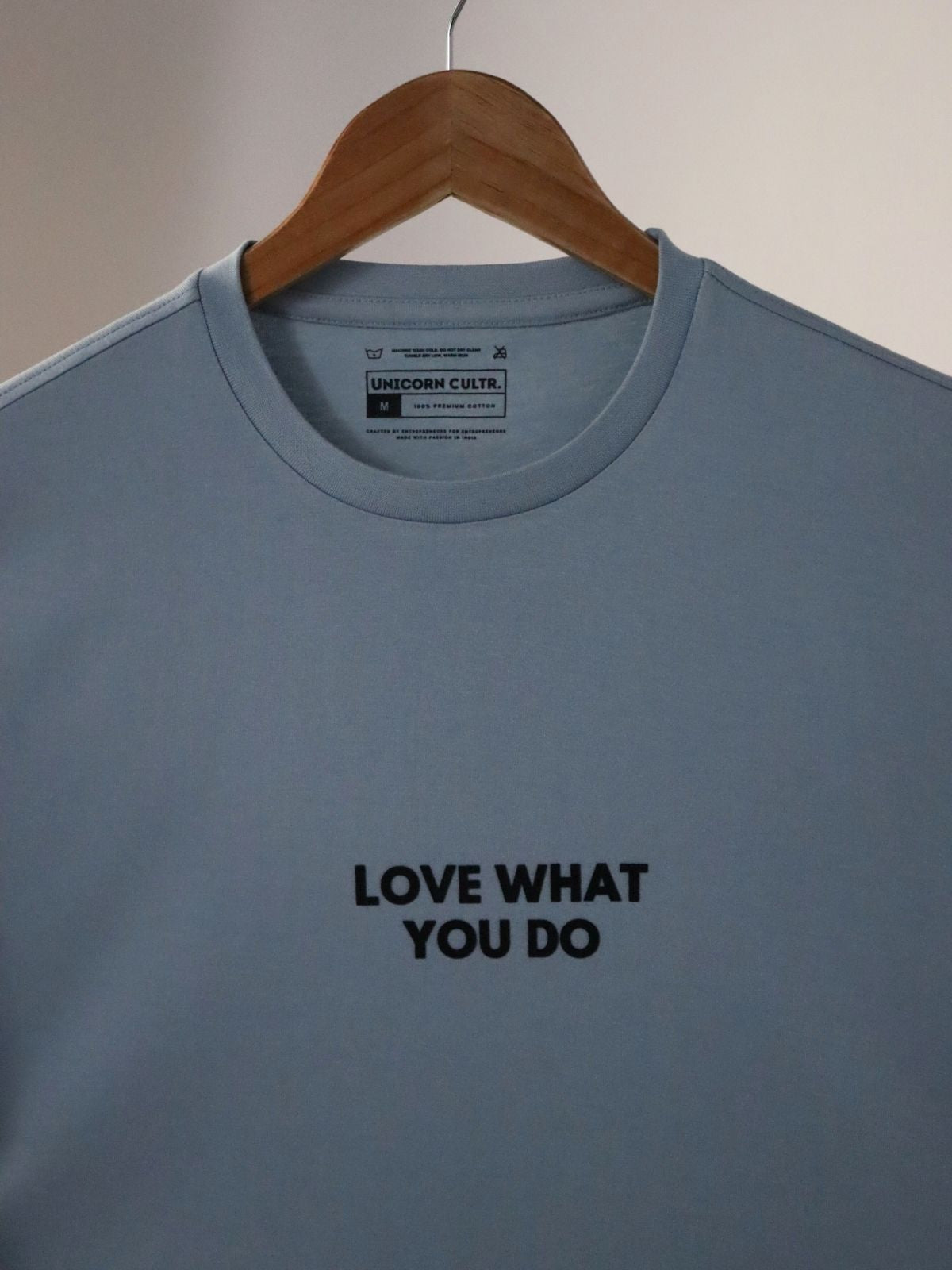Solid Men's Premium Muscle Fit Cotton Crew T-shirt Love What You Do Bubble Blue
