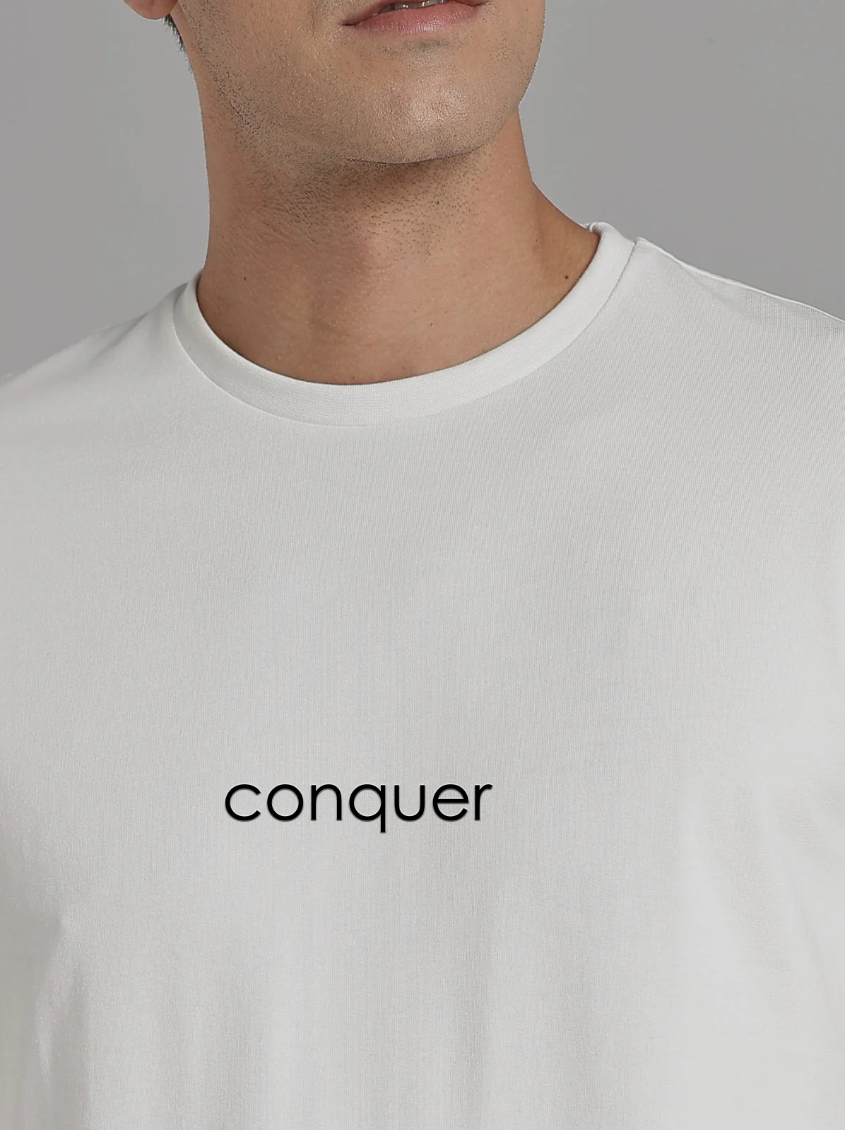 Solid Men's Soft Premium 100% Cotton Crew T-Shirt  Conquer Whiteboard White