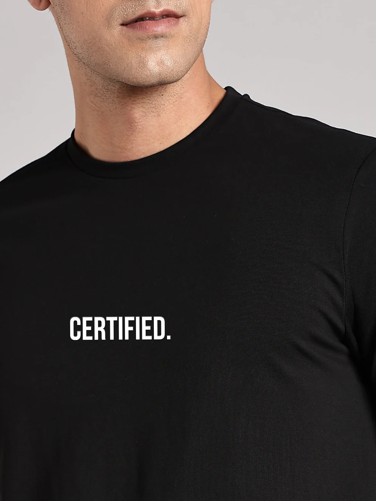 Solid Men's Premium Muscle Fit Cotton Crew T-Shirt Certified Brave Black