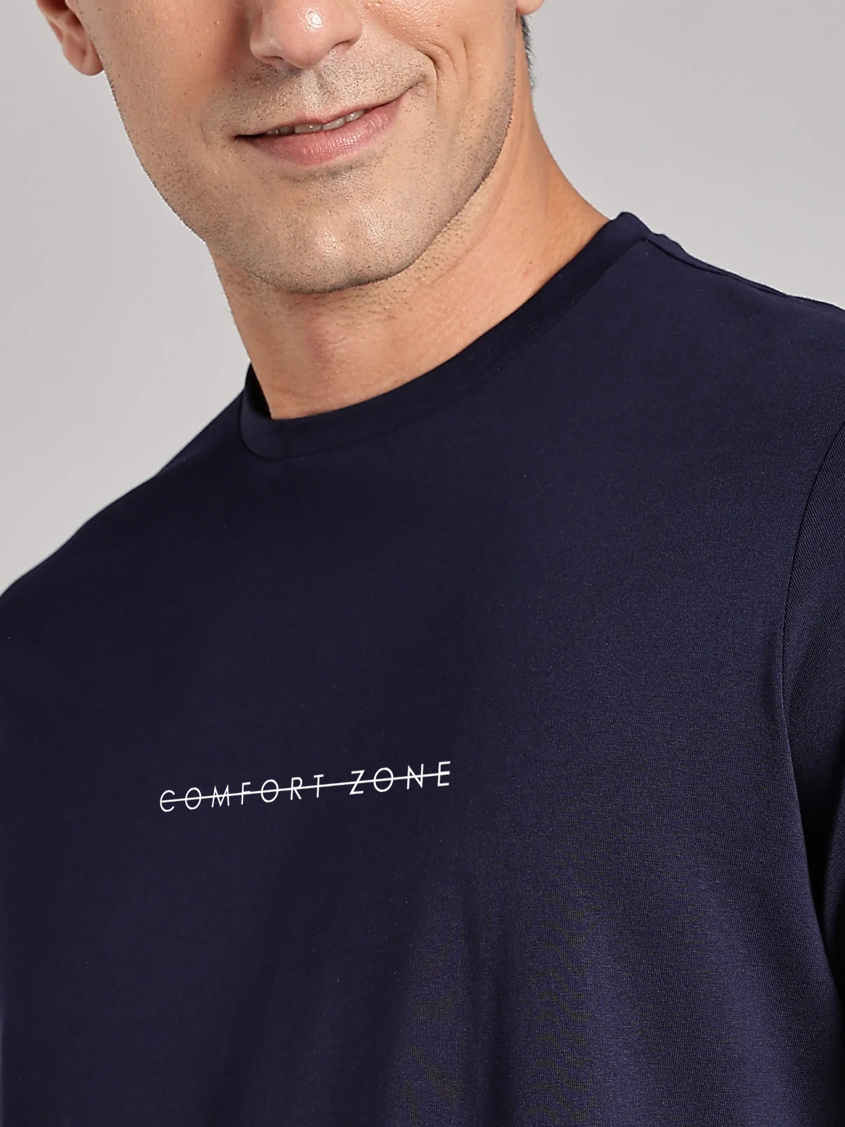 Solid Men's Premium Muscle Fit Cotton Crew T-Shirt Comfort Zone Novel Navy