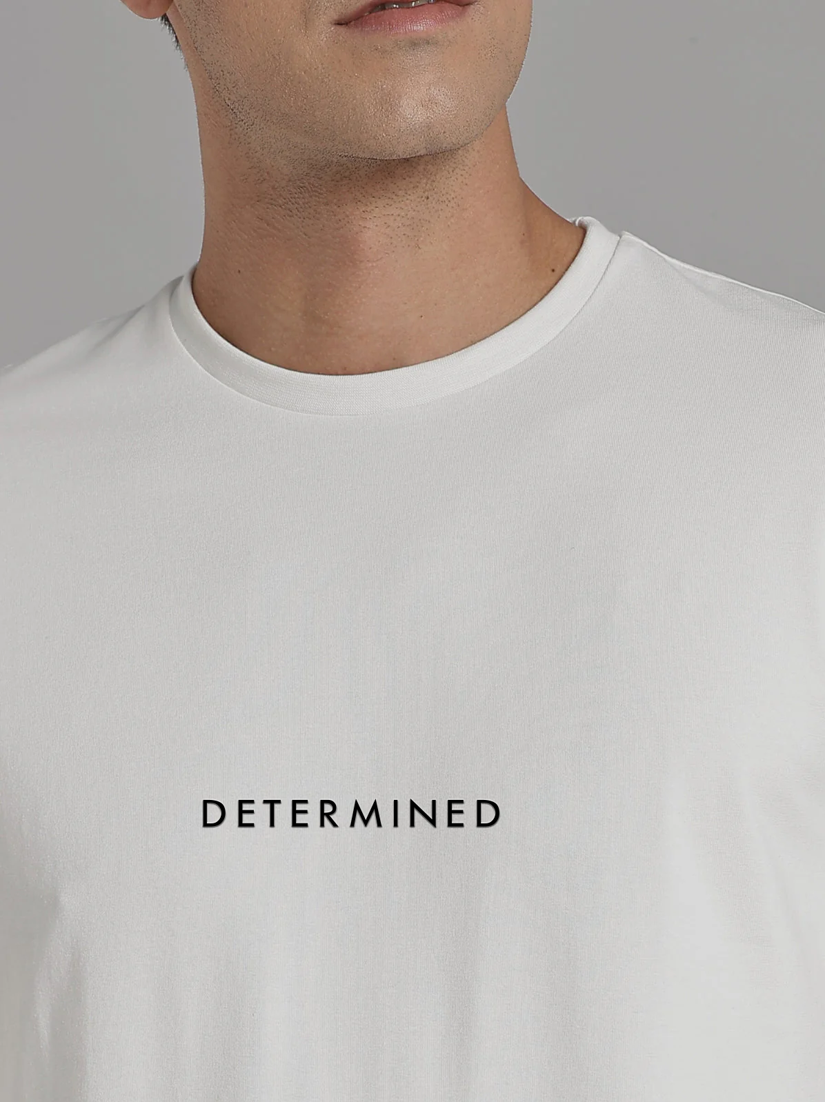 Solid Men's Premium Muscle Fit Cotton Crew T-Shirt Determined Chalk White