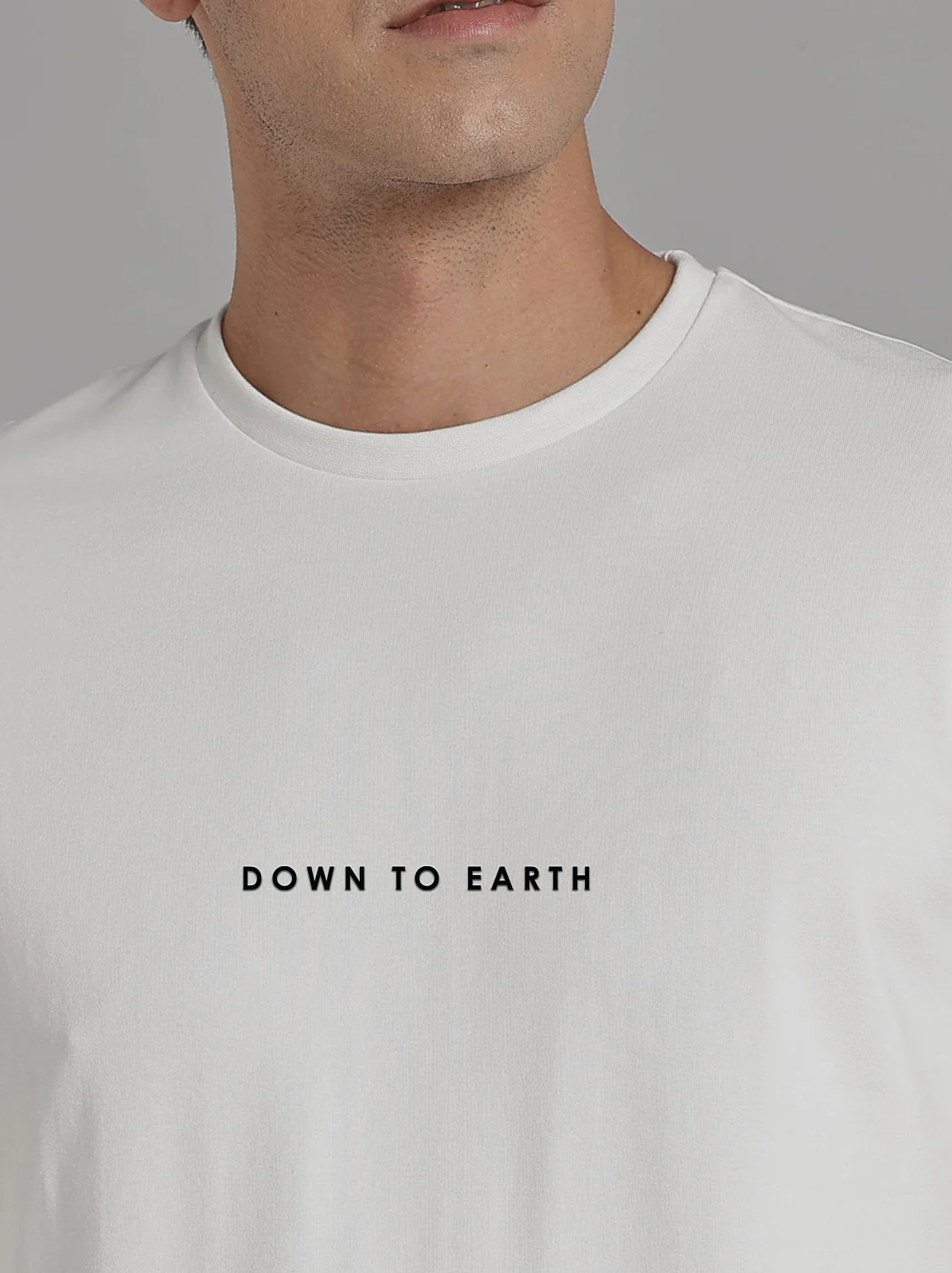 Solid Men's Premium Muscle Fit Cotton Crew T-Shirt Down to Earth Chalk White