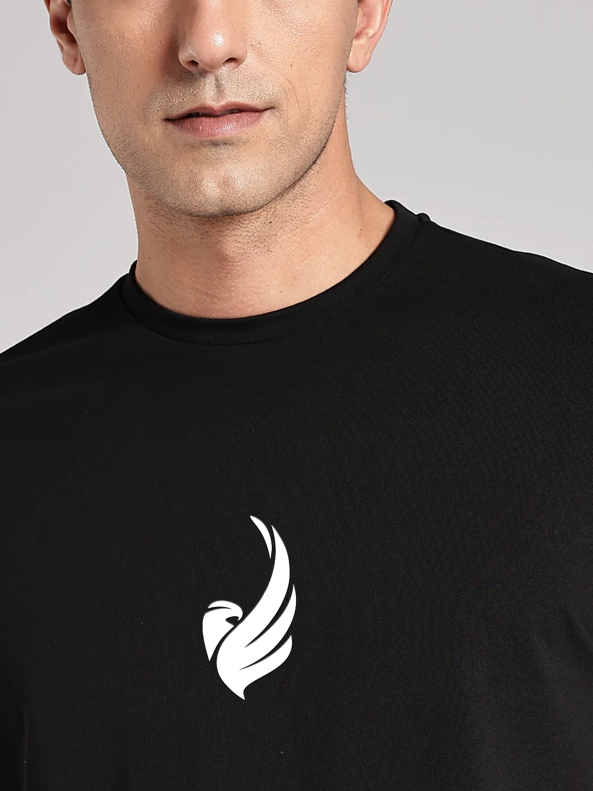 Solid Men's Soft Premium 100% Cotton Crew T-Shirt Eagle Wing Brave Black