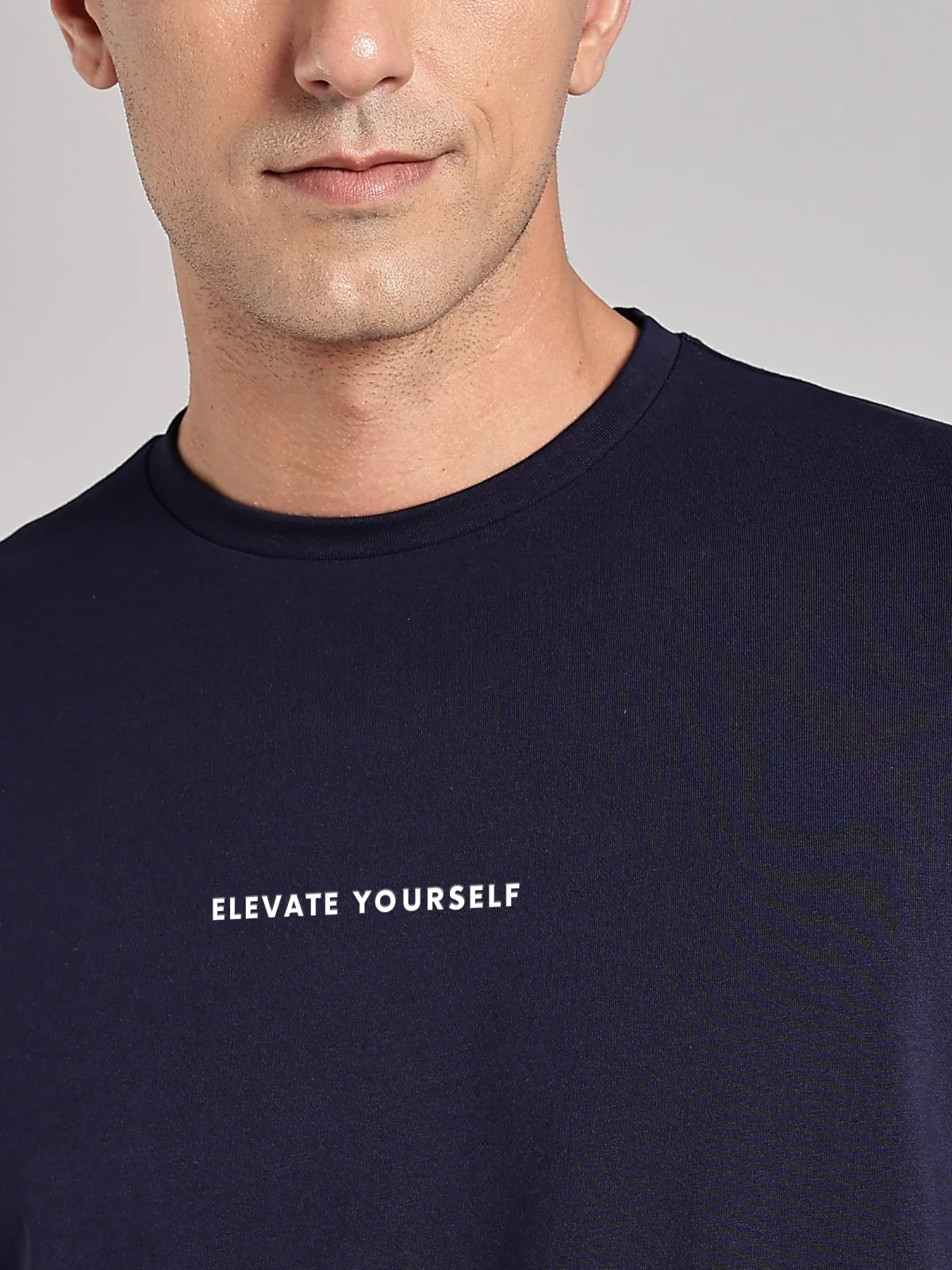 Solid Men's Premium Muscle Fit Cotton Crew T-shirt Elevate Yourself Novel Navy