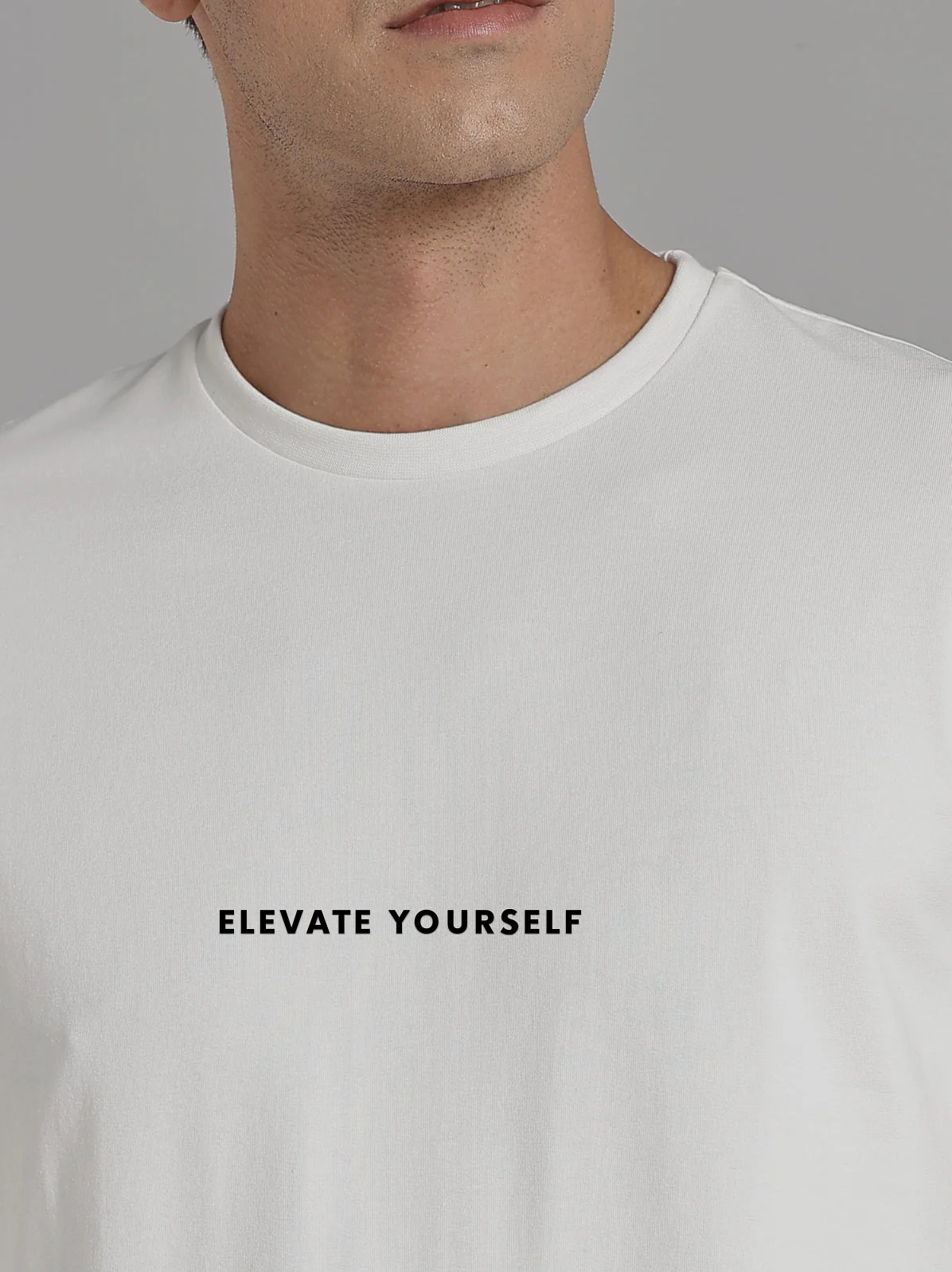 Solid Men's Premium Muscle Fit Cotton Crew T-shirt  Elevate Yourself Chalk White