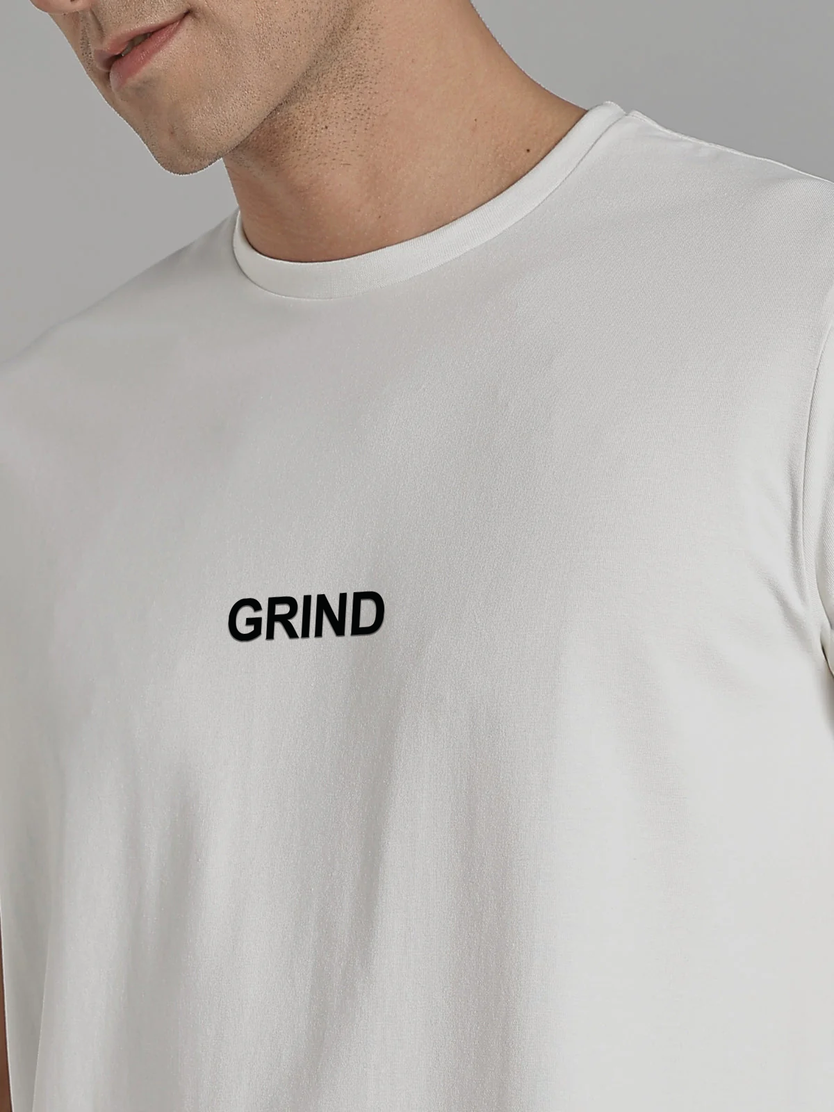 Solid Men's Premium Muscle Fit Cotton Crew T-shirt Grind Chalk White