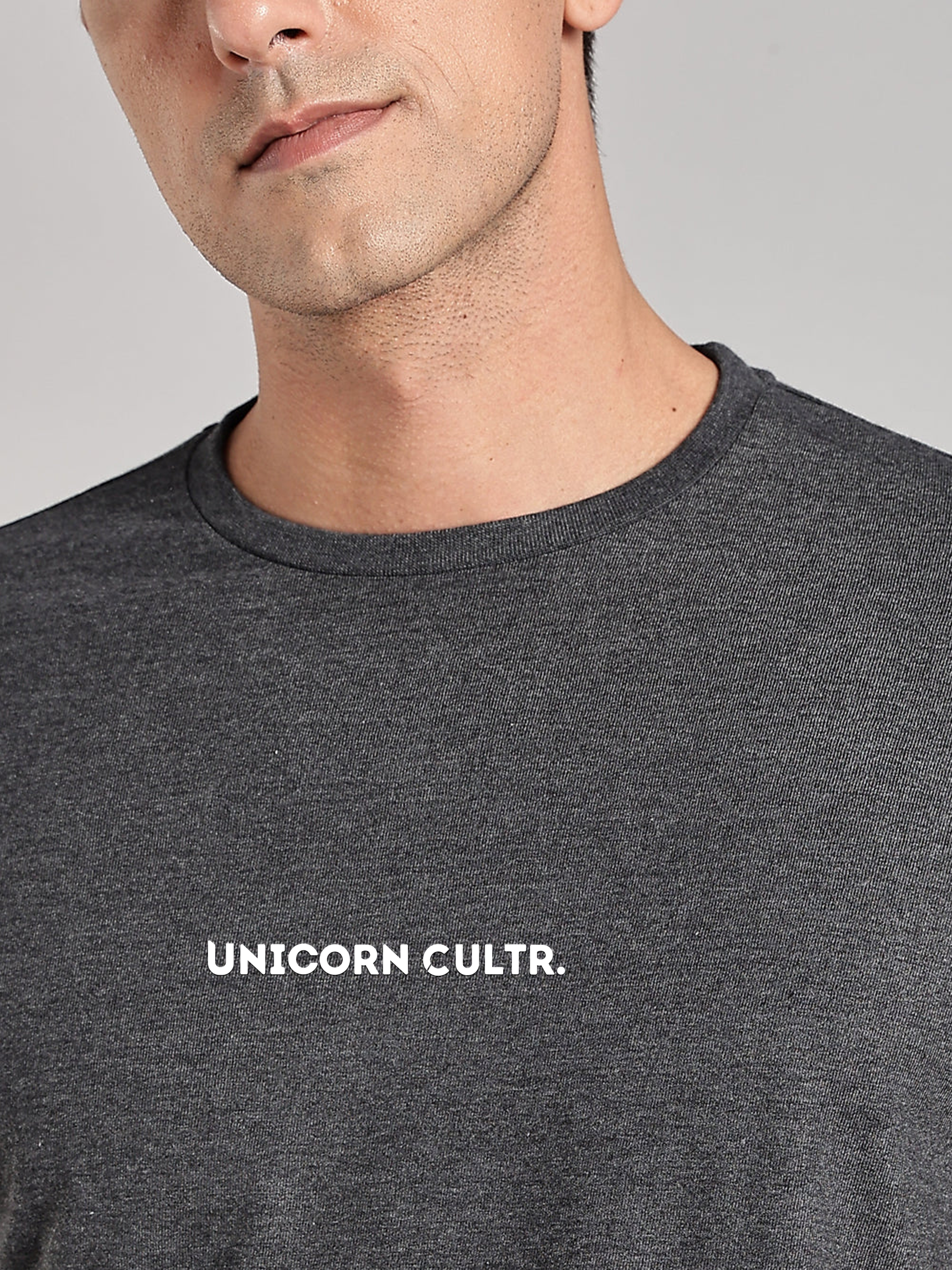 White UC Signature Men's Soft Premium 100% Cotton Crew T-Shirt Greasy Grey