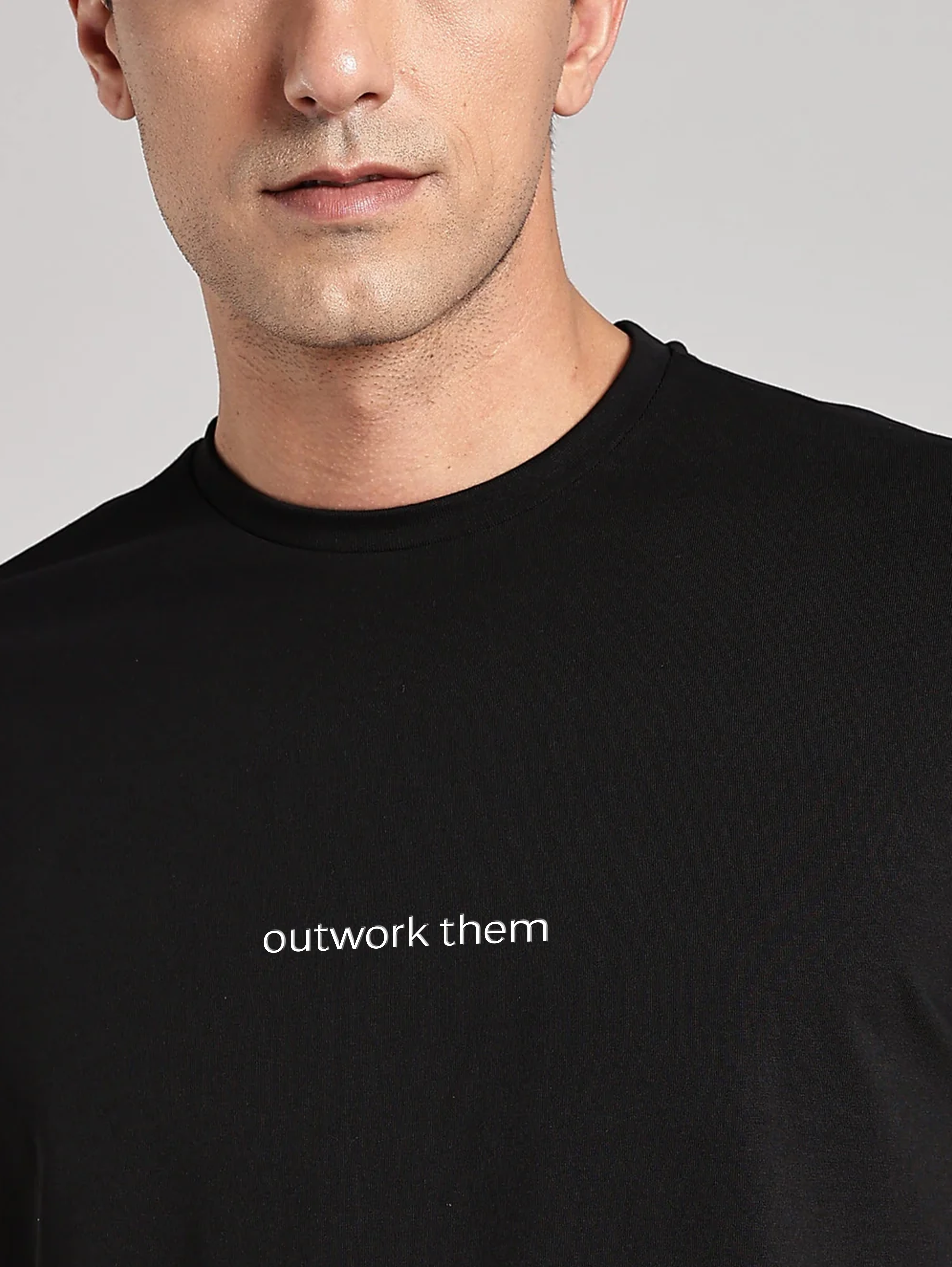 Solid Them Men's Premium Muscle Fit Cotton Crew T-shirt Outwork Brave Black