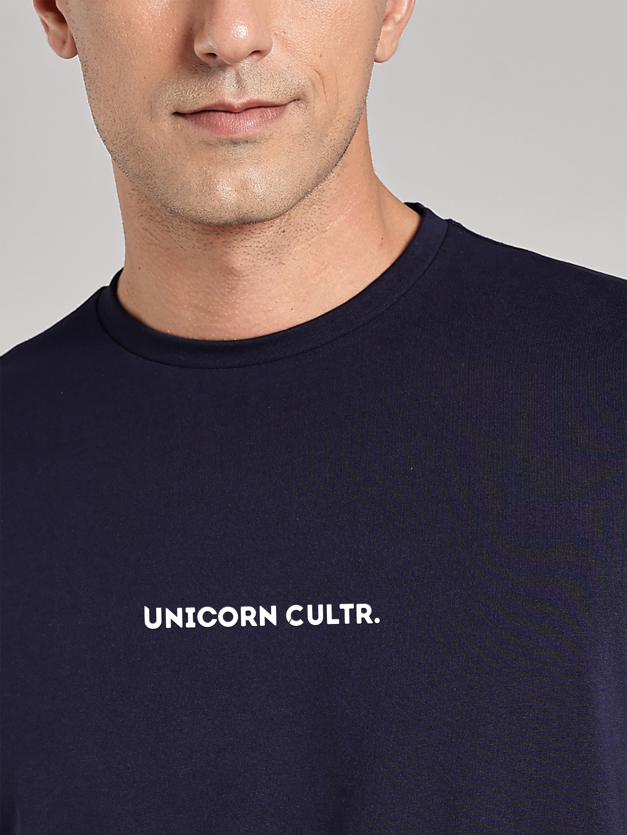 White UC Signature Men's Premium Muscle Fit Cotton Crew T-shirt Novel Navy