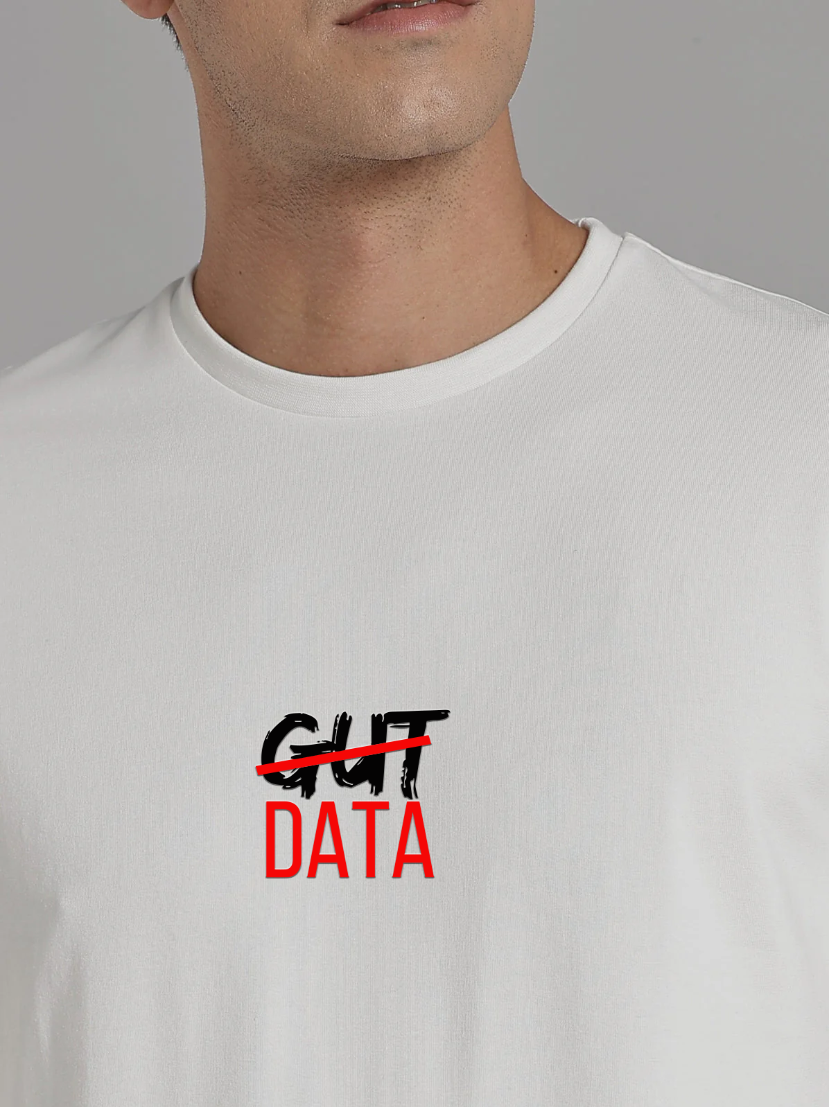 Solid Men's Soft Premium 100% Cotton Crew T-Shirt Gut Data Whiteboard White