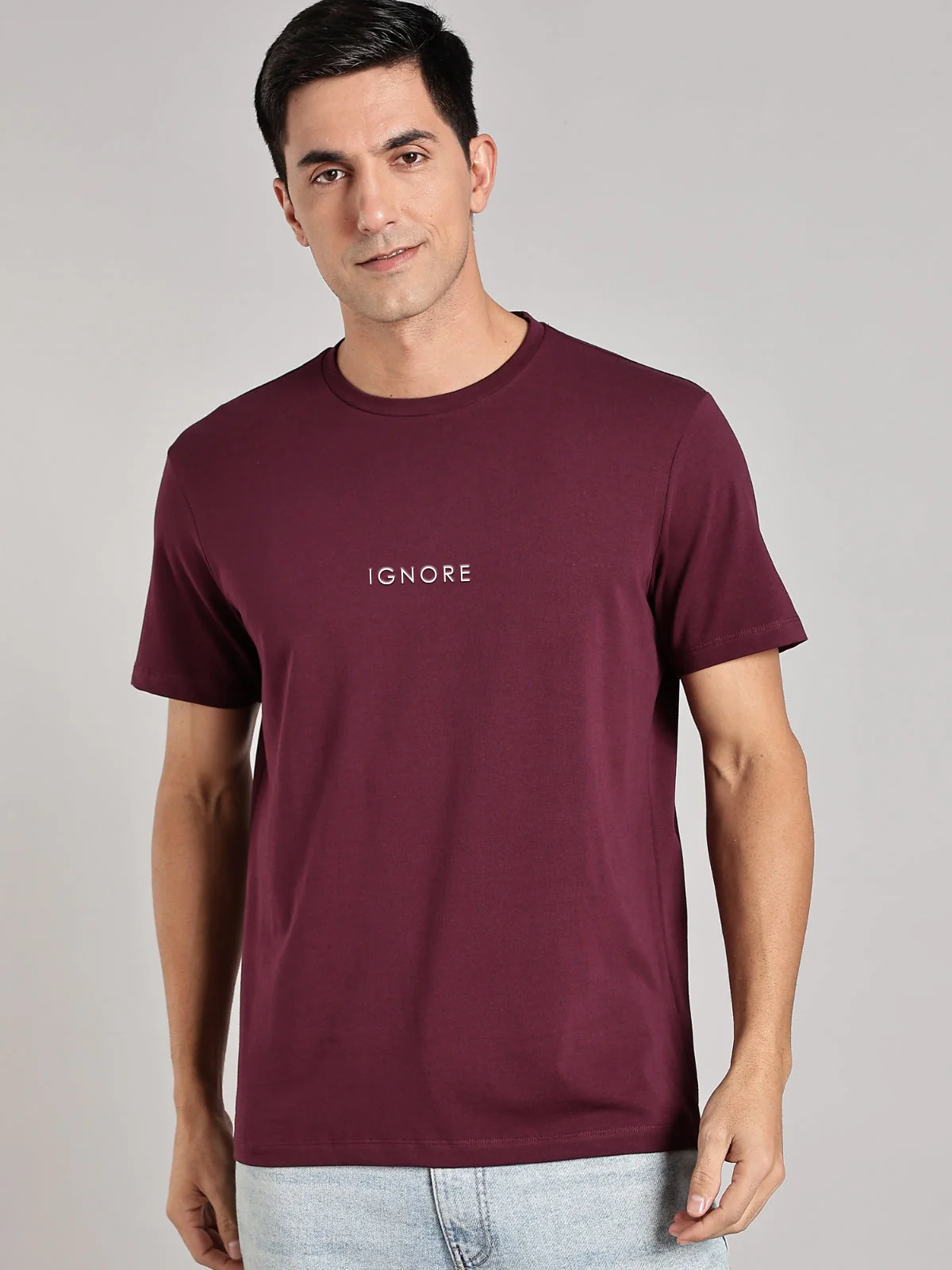 Solid Men's Premium Muscle Fit Cotton Crew T-Shirt Ignore Workday Wine