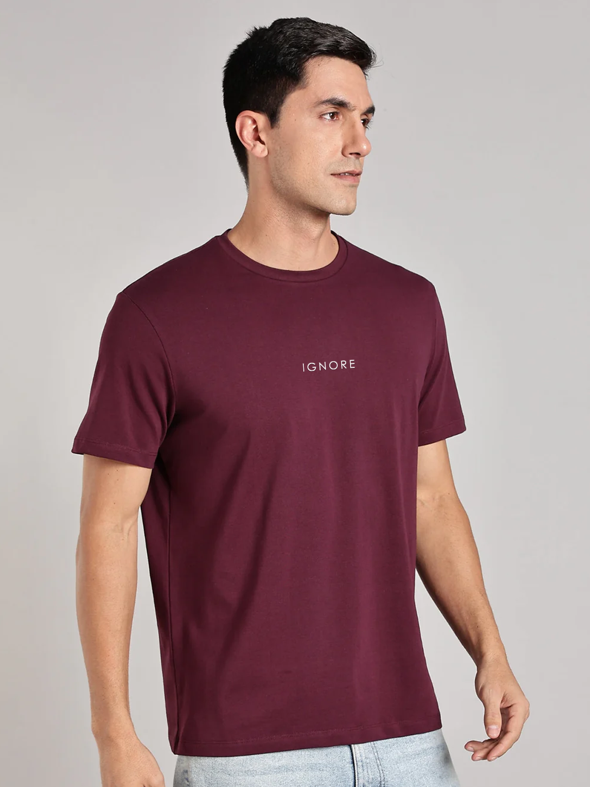 Solid Men's Premium Muscle Fit Cotton Crew T-Shirt Ignore Workday Wine