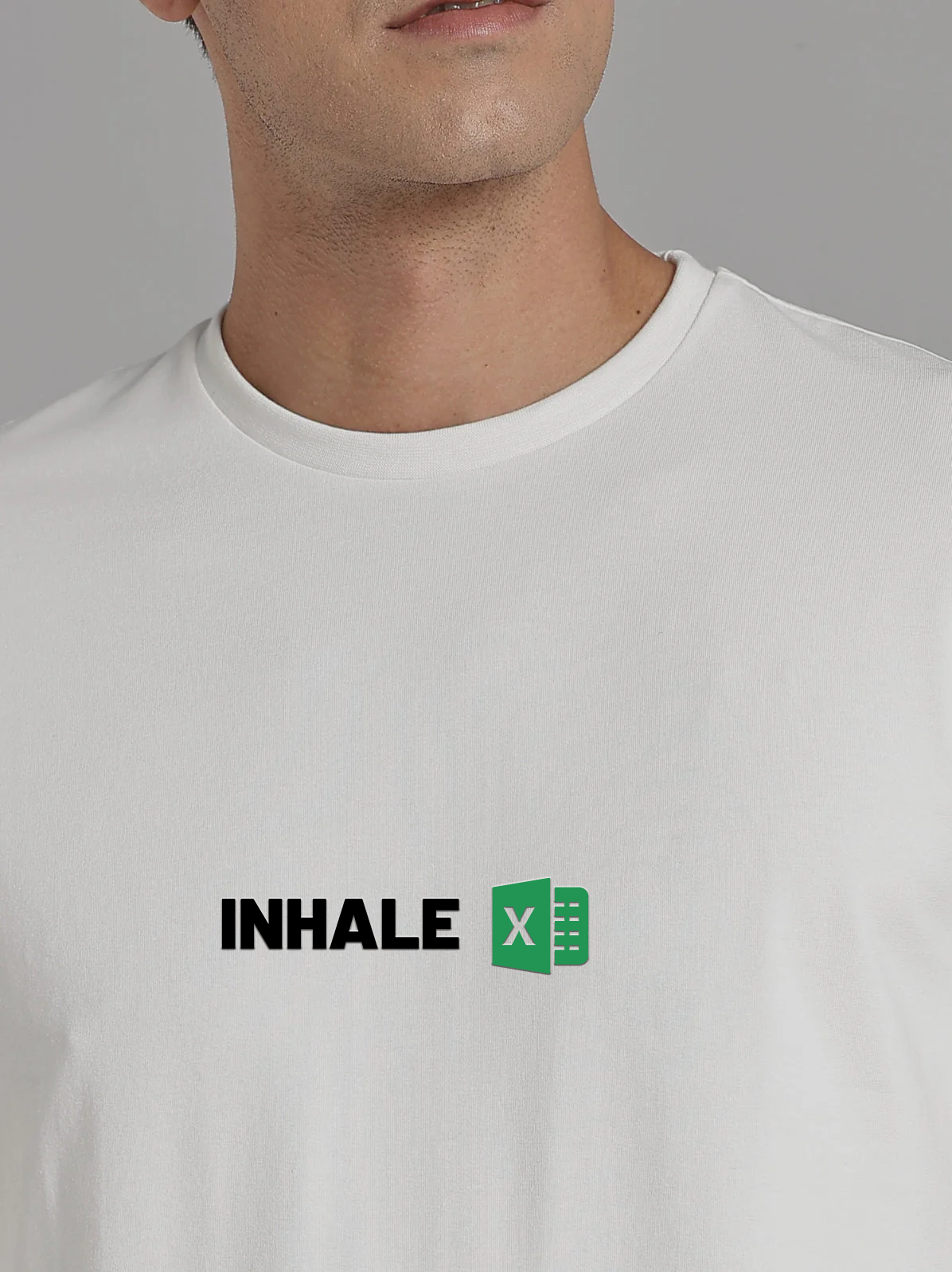 Solid Men's Soft Premium 100% Cotton Crew T-Shirt Inhale Whiteboard White