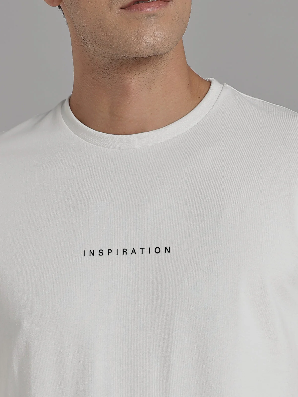 Solid Men's Premium Muscle Fit Cotton Crew T-Shirt Inspiration Chalk White