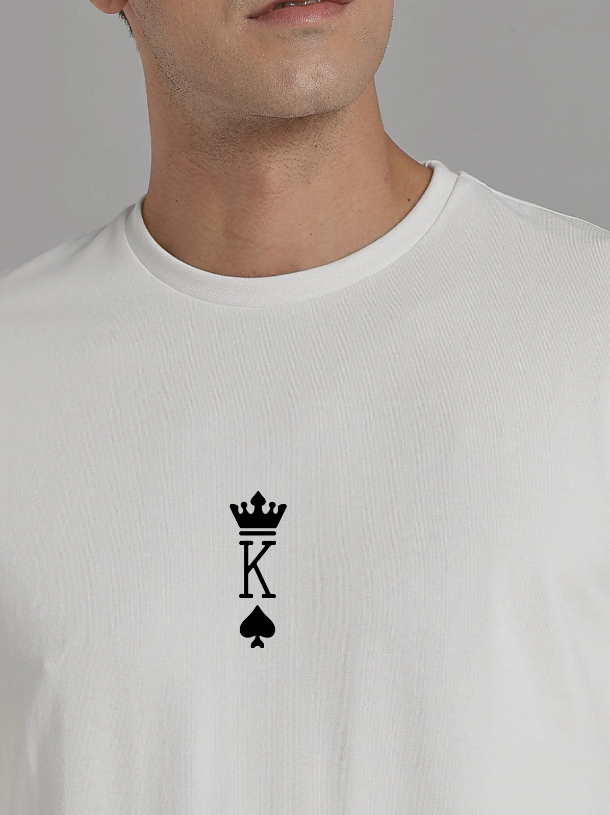 Solid Men's Premium Muscle Fit Cotton Crew T-shirt K Chalk White