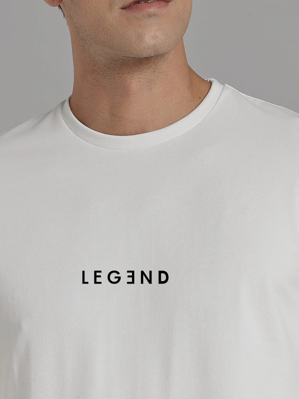 Solid Men's Premium Muscle Fit Cotton Crew T-Shirt Legend Chalk White