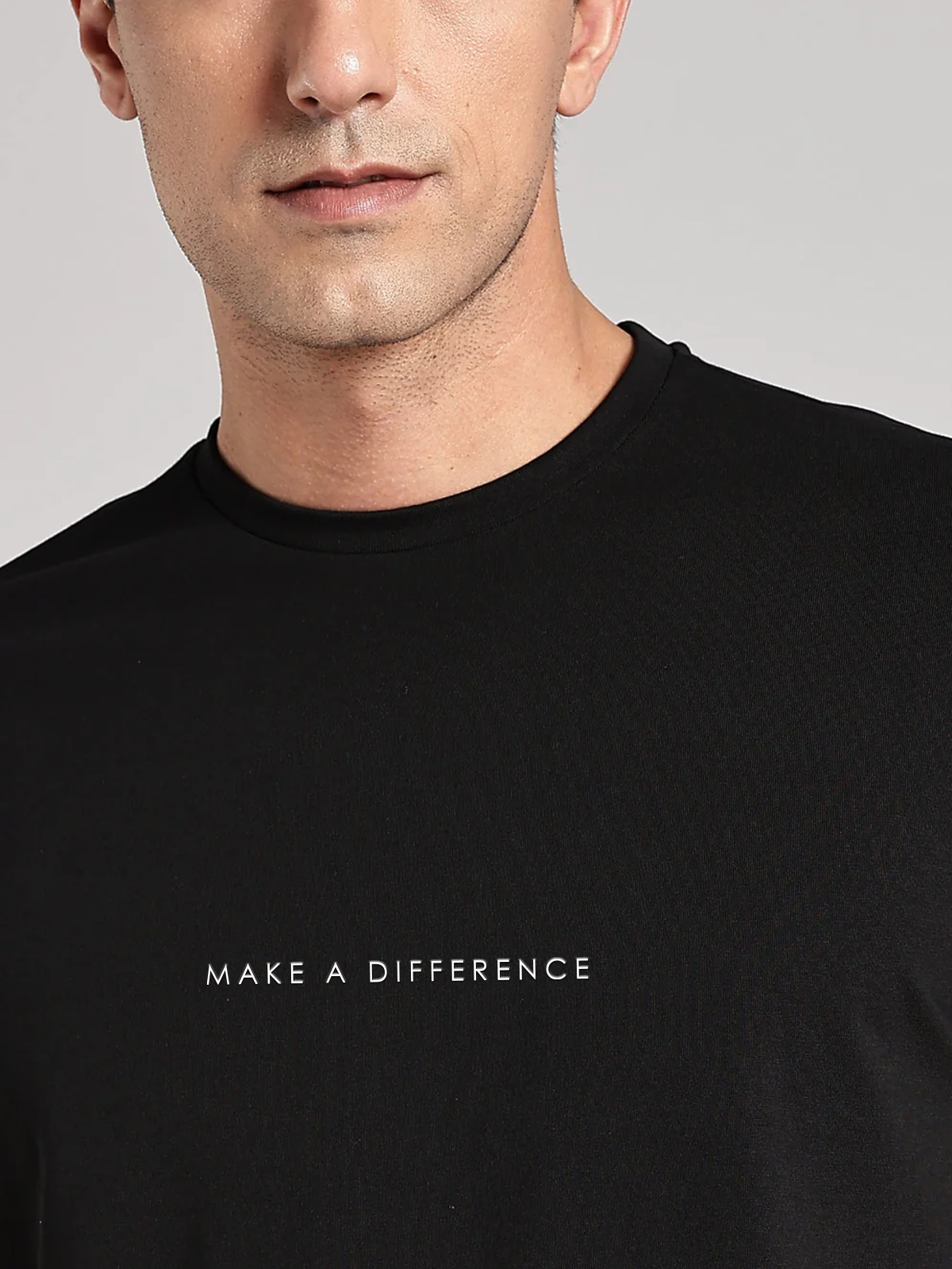Solid Men's Premium Muscle Fit Cotton Crew T-Shirt Make A Difference Brave Black