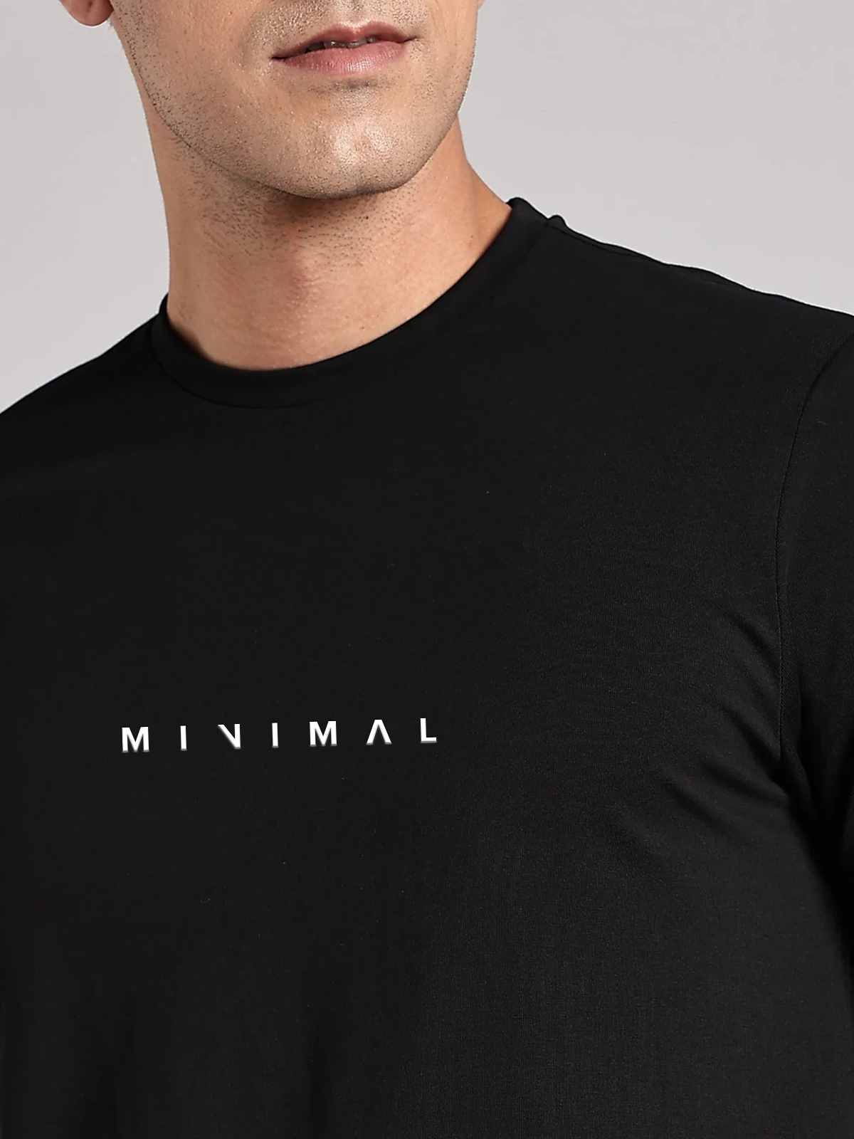 Solid Men's Premium Muscle Fit Cotton Crew T-Shirt Minimal Brave Black