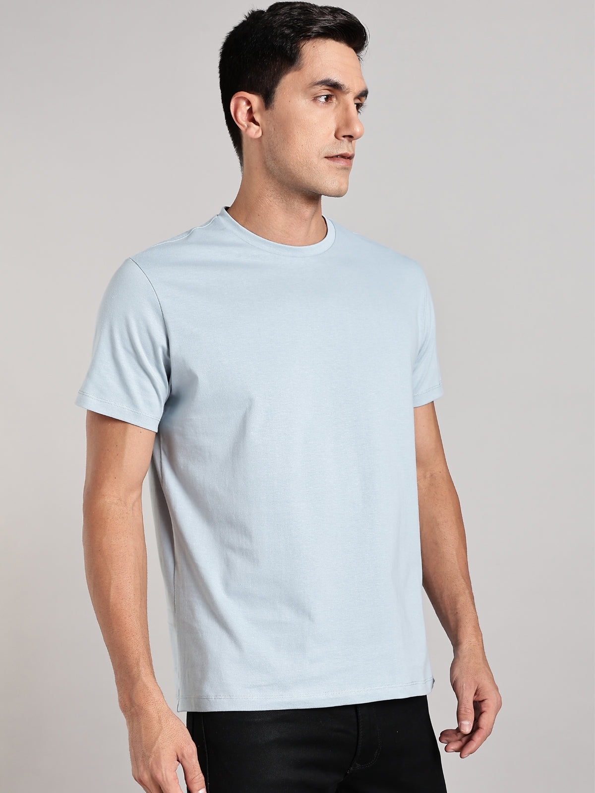 Solid Men's Premium Muscle Fit Cotton Crew T-shirt Hardwork Always Pays Bubble Blue