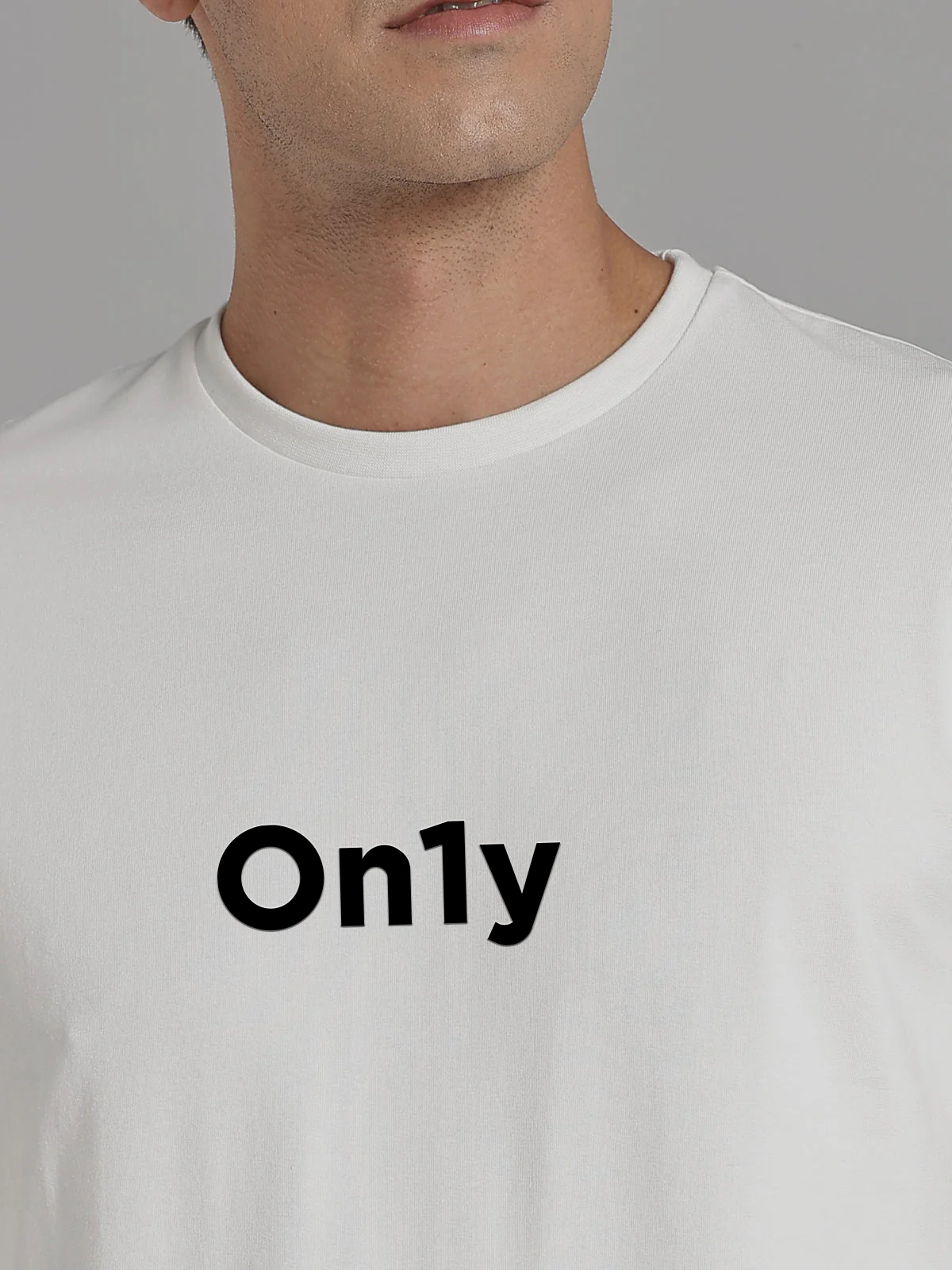 Solid Men's Premium Muscle Fit Cotton Crew T-Shirt Only Chalk White