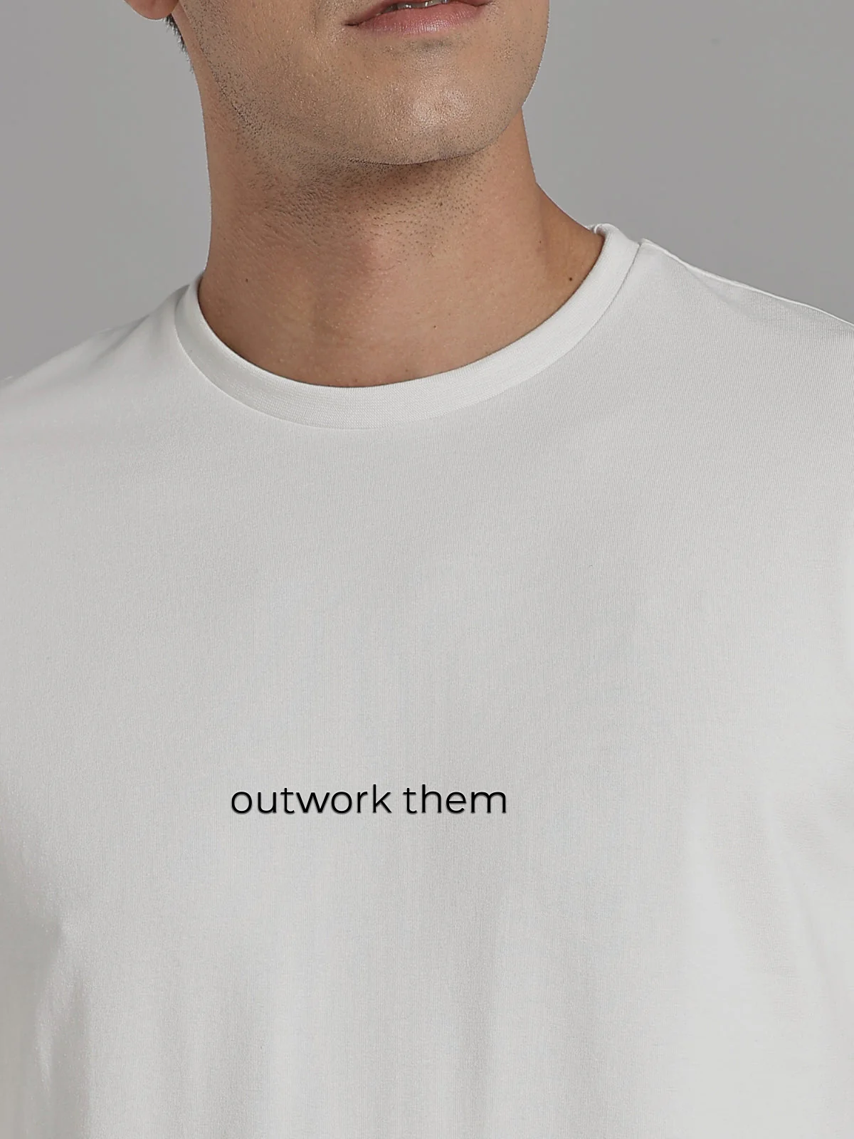 Solid Men's Premium Muscle Fit Cotton Crew T-Shirt Outwork Them Chalk White